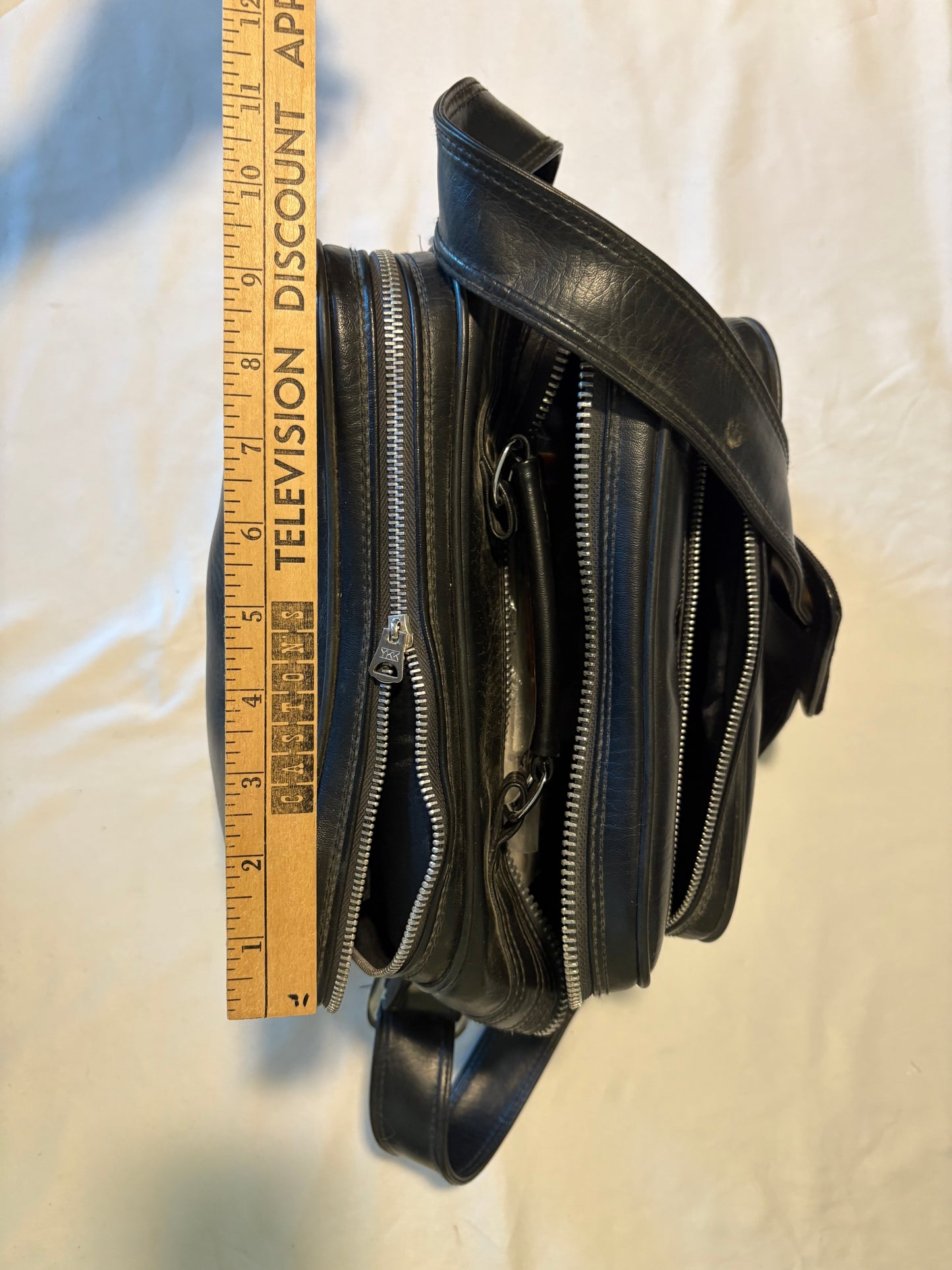 Vintage Black Camera Gear Bag Case – 3 Zipper Compartments – 12" Shoulder Strap