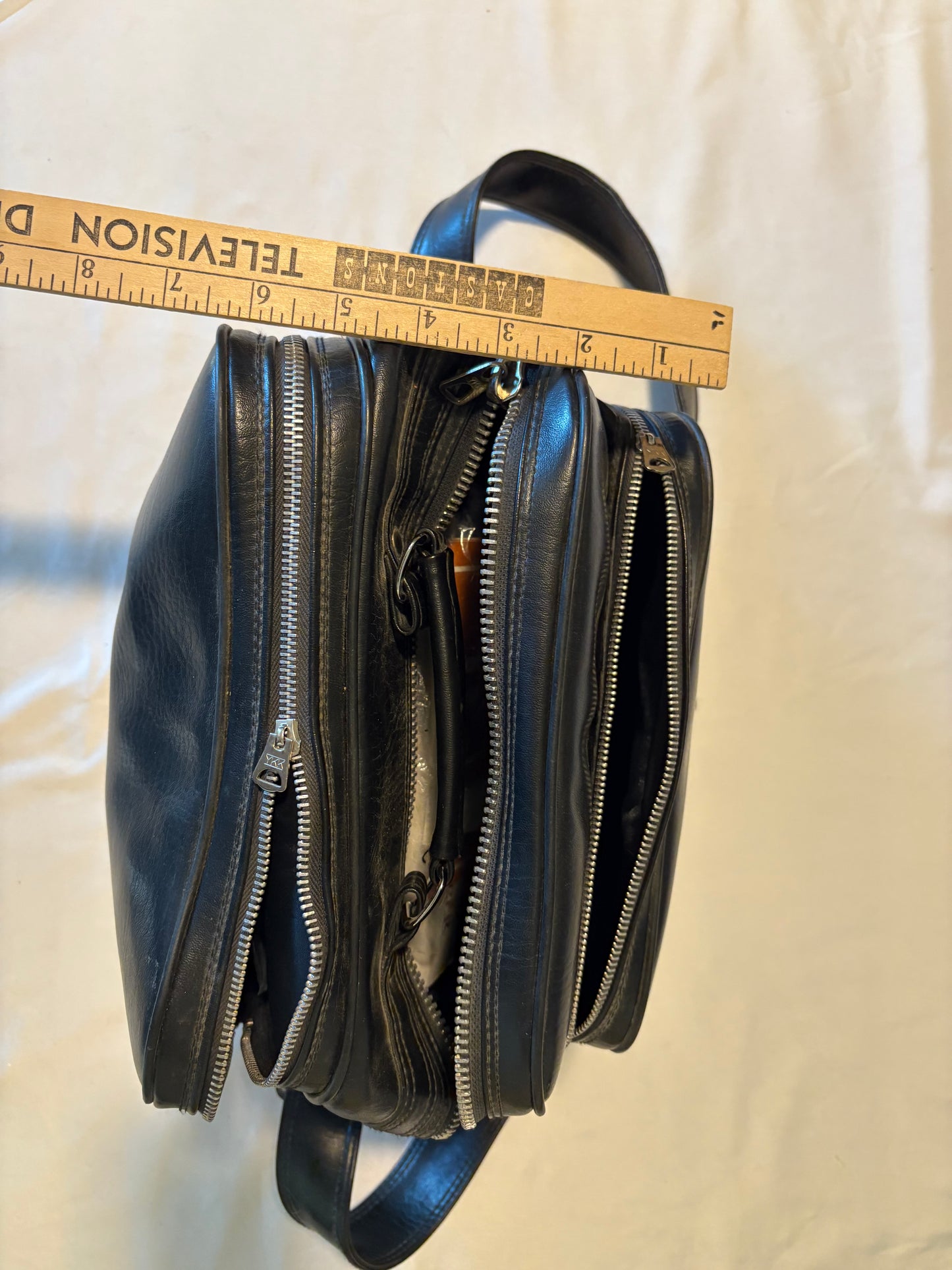 Vintage Black Camera Gear Bag Case – 3 Zipper Compartments – 12" Shoulder Strap