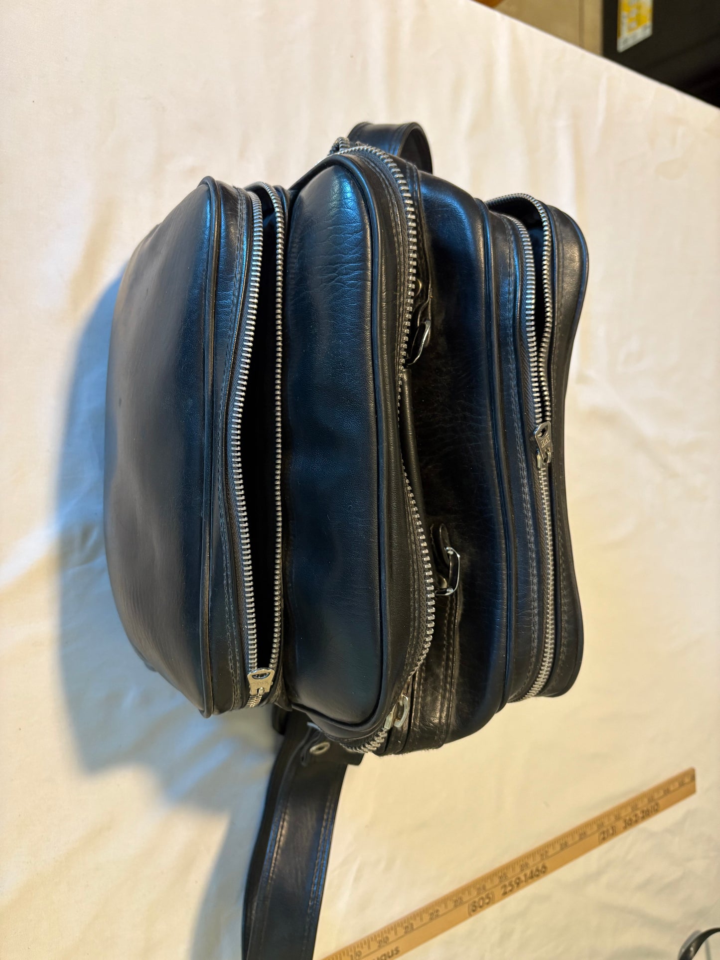 Vintage Black Camera Gear Bag Case – 3 Zipper Compartments – 12" Shoulder Strap