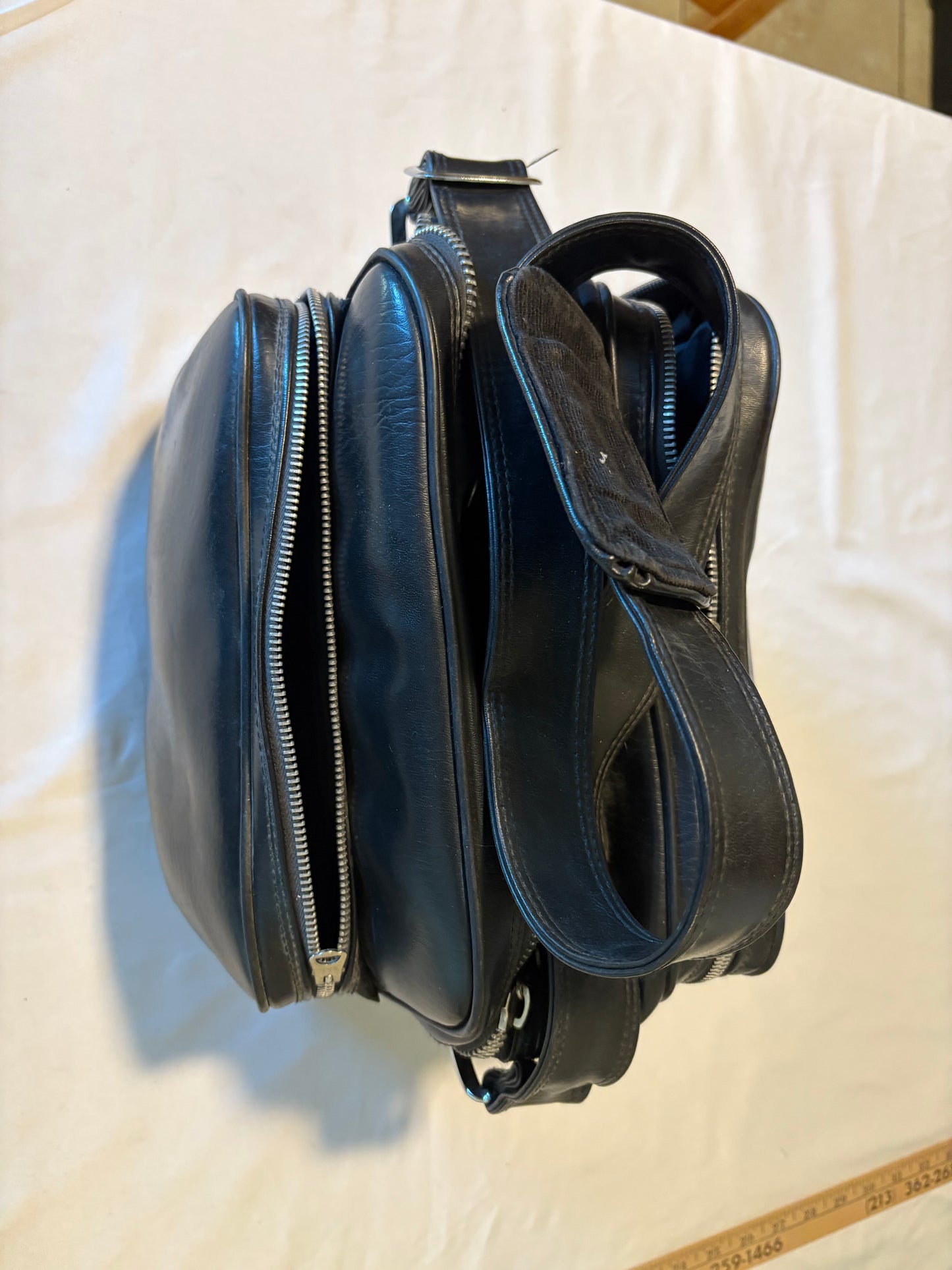 Vintage Black Camera Gear Bag Case – 3 Zipper Compartments – 12" Shoulder Strap