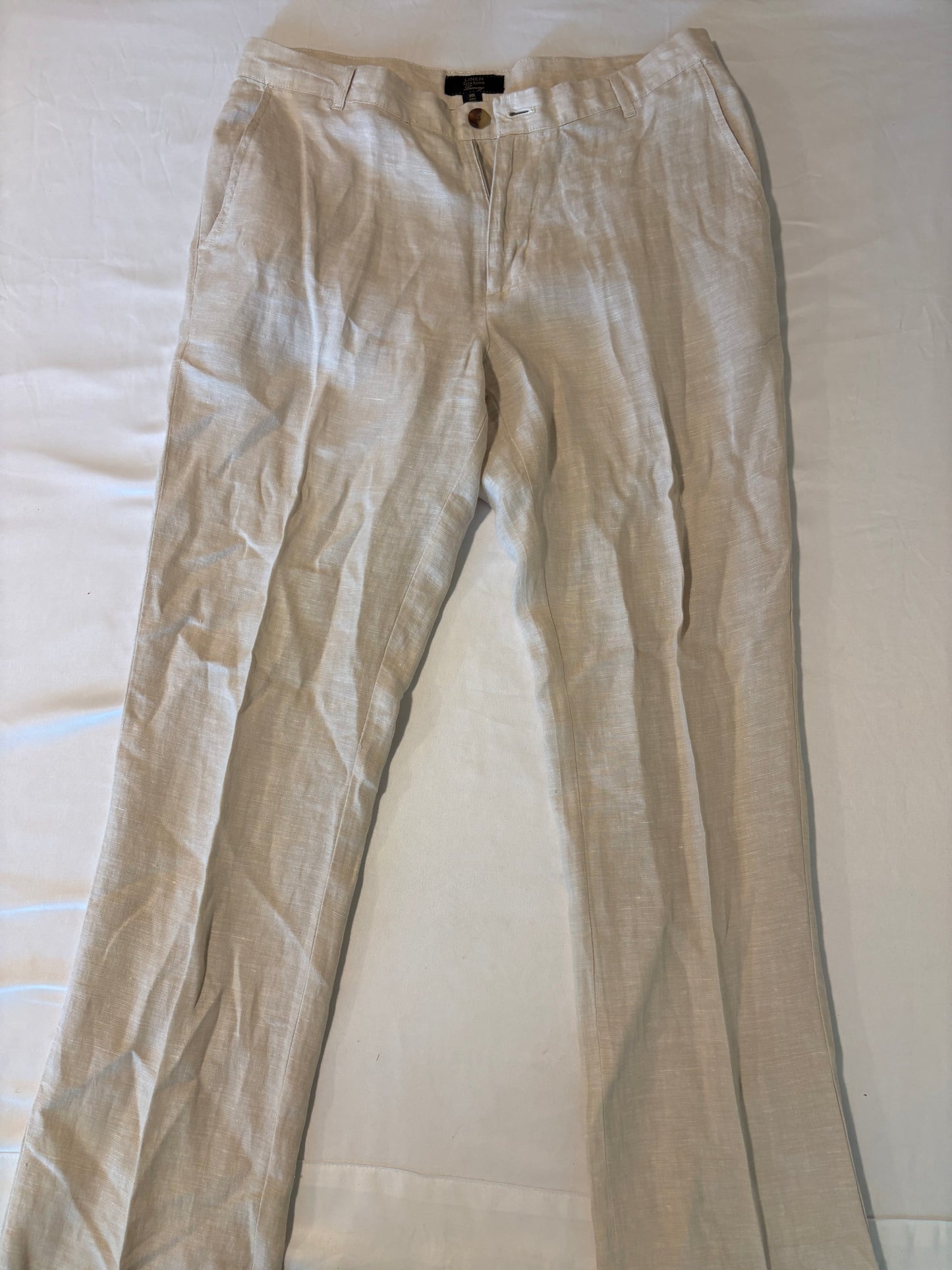 Club Room Luxury 100% Linen Pants 30L Beige Tan Summer Dress Slacks Men’s