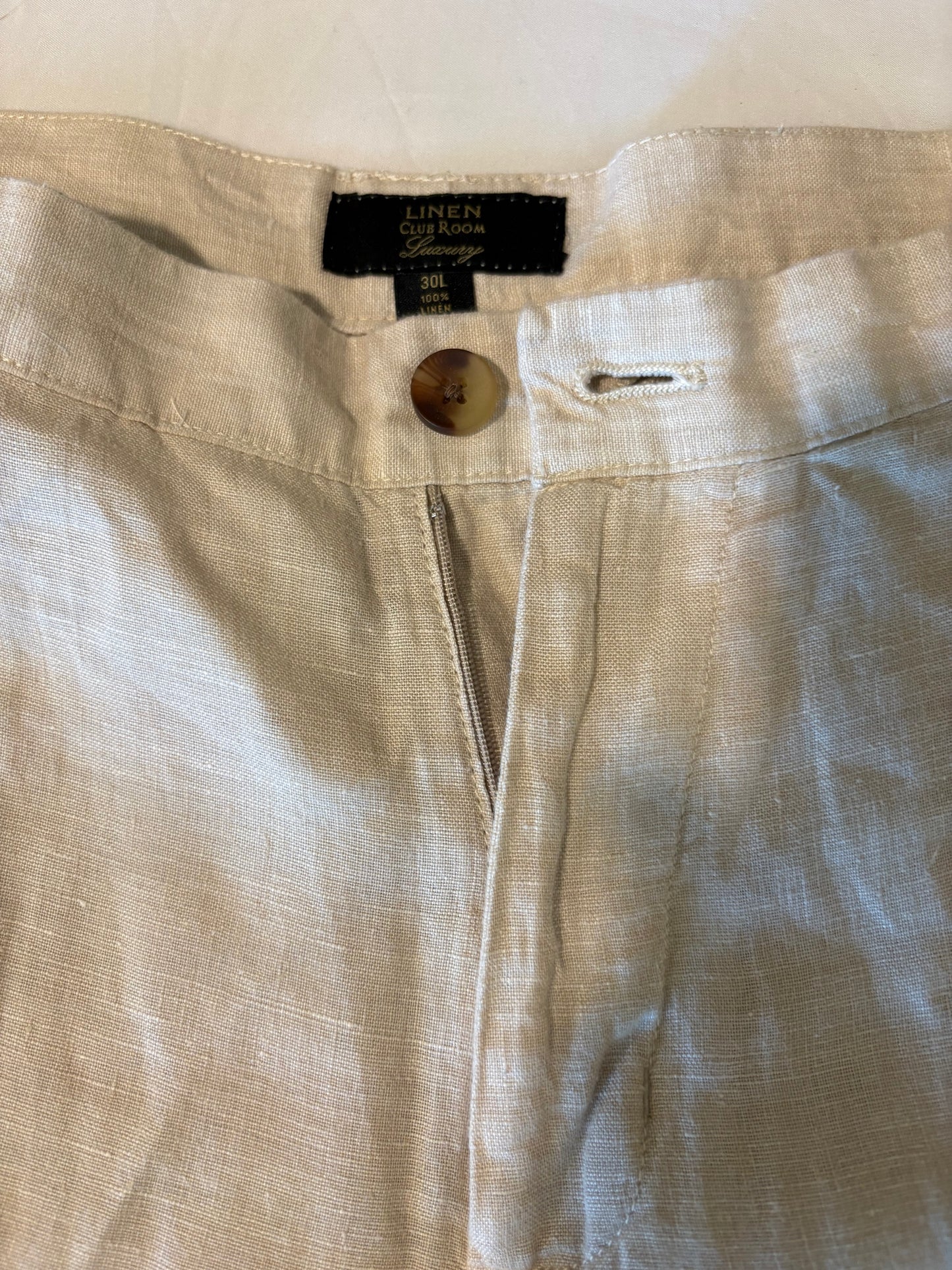 Club Room Luxury 100% Linen Pants 30L Beige Tan Summer Dress Slacks Men’s