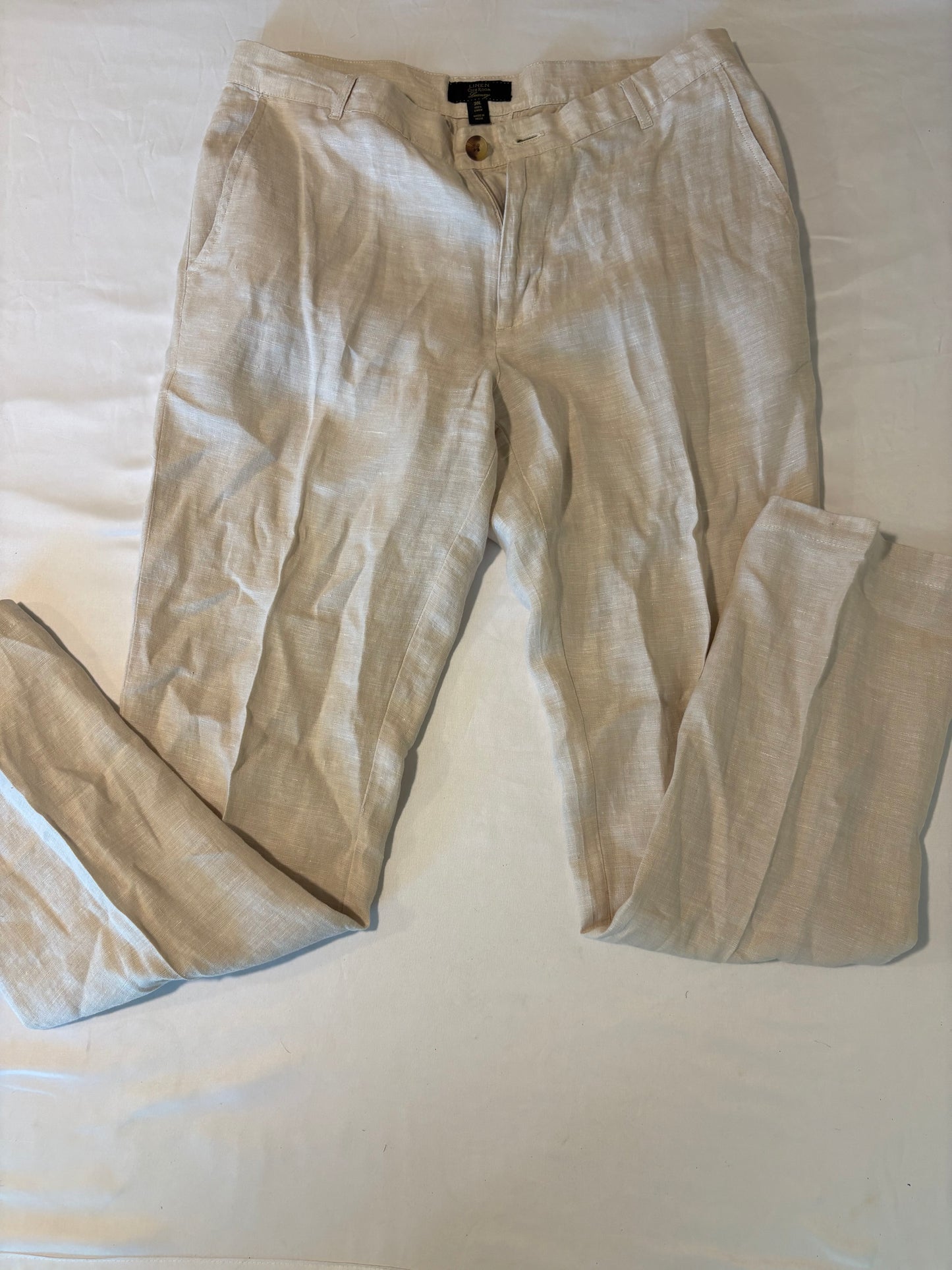 Club Room Luxury 100% Linen Pants 30L Beige Tan Summer Dress Slacks Men’s