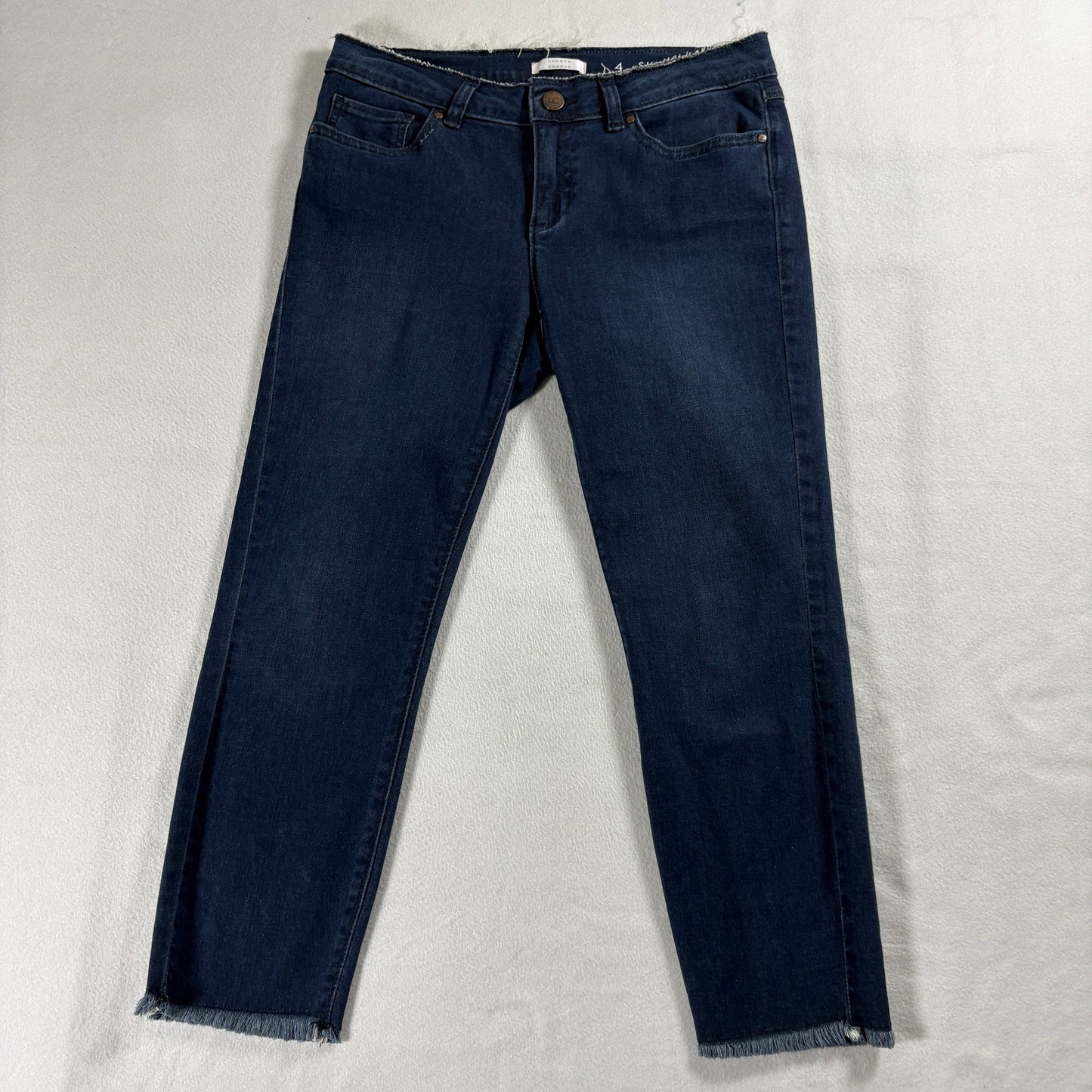 LC Lauren Conrad Womens 4 Skinny Capri Dark Wash Frayed Hem Denim Jeans Stretchy
