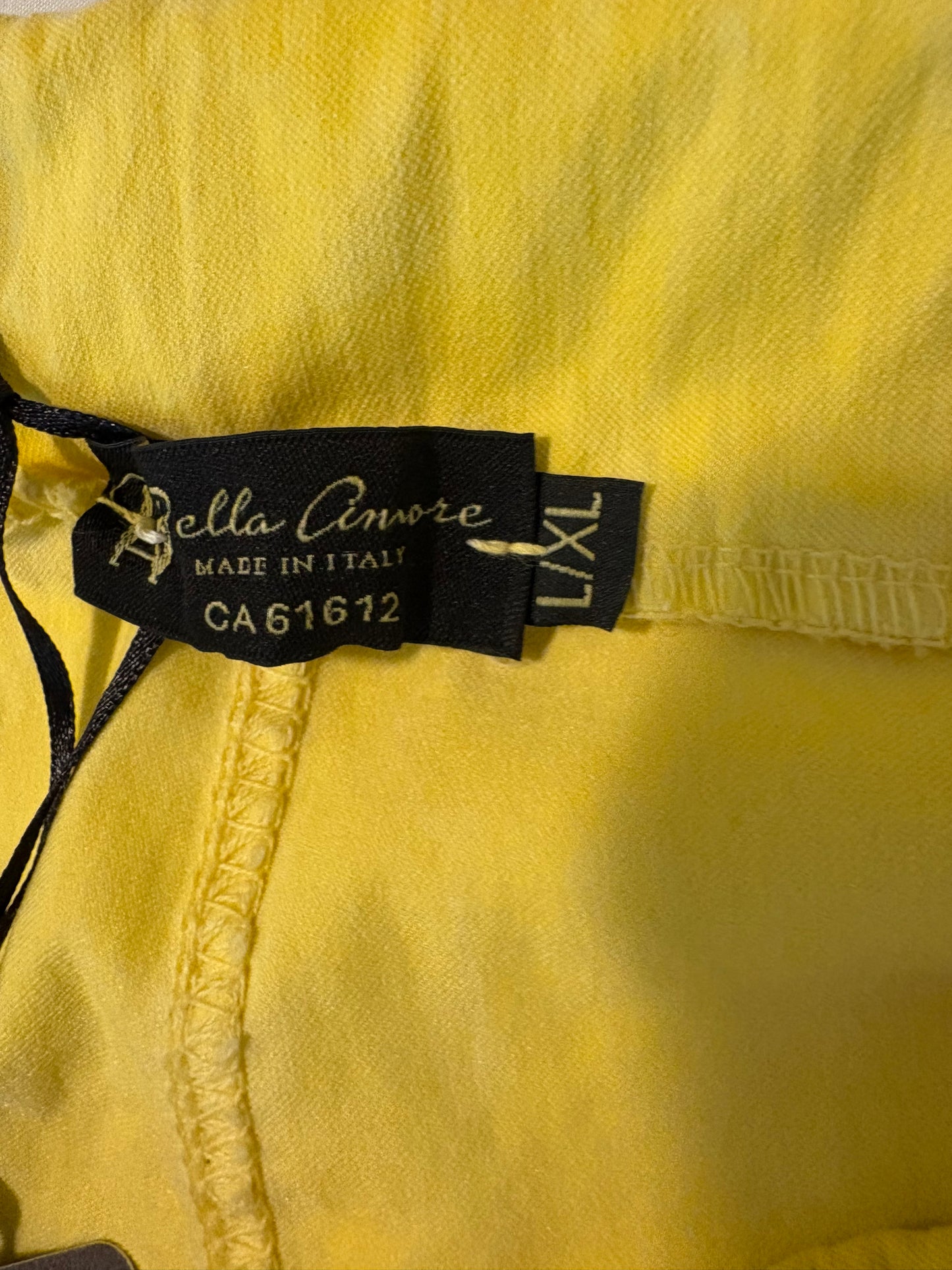 Pretty Amore Joggers L/XL Yellow Graphic Pants Bella Amore Italy Urban Style