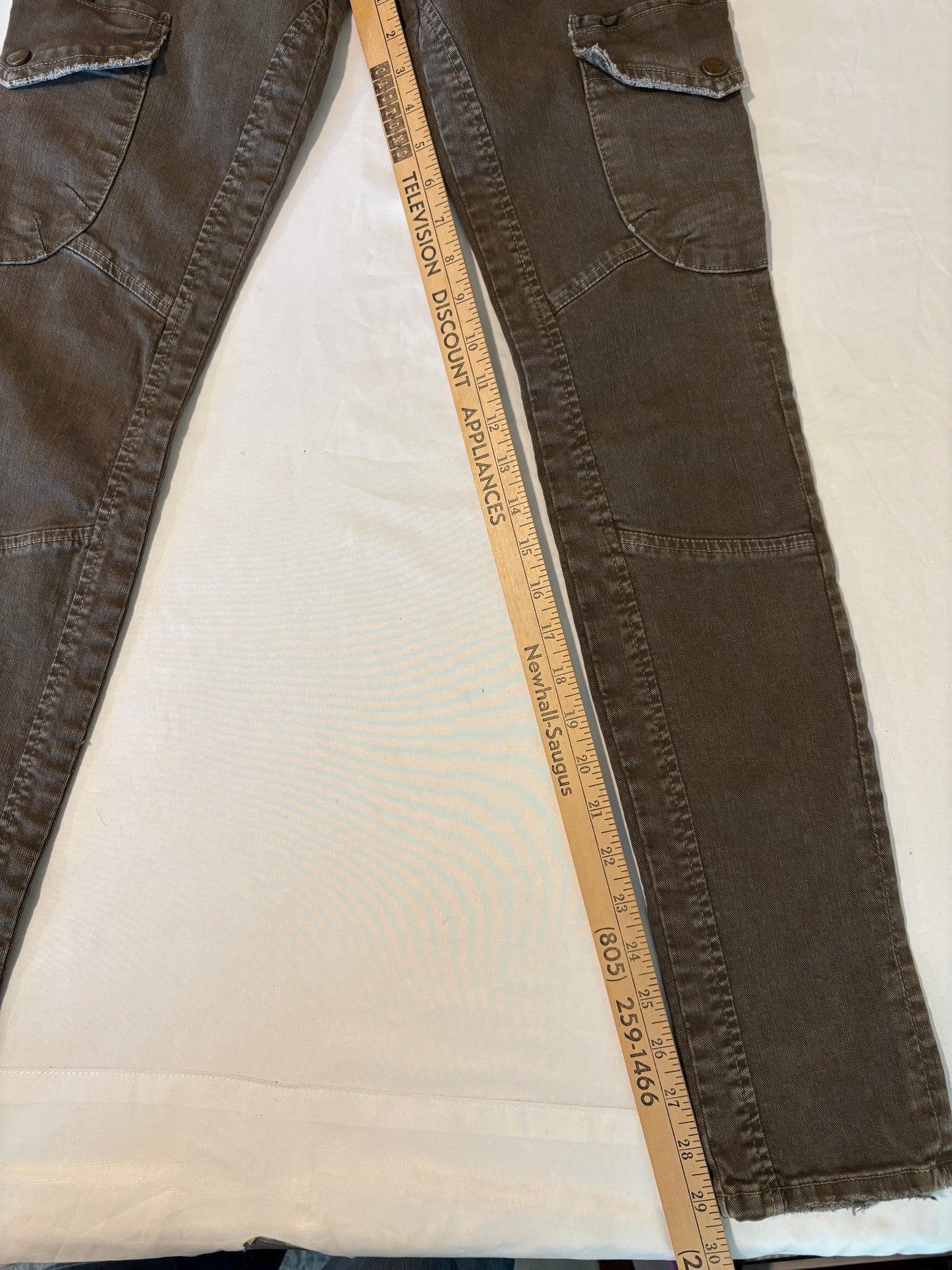 Current/Elliott Skinny Cargo Pants Size 25 Combat Green Utility Made USA