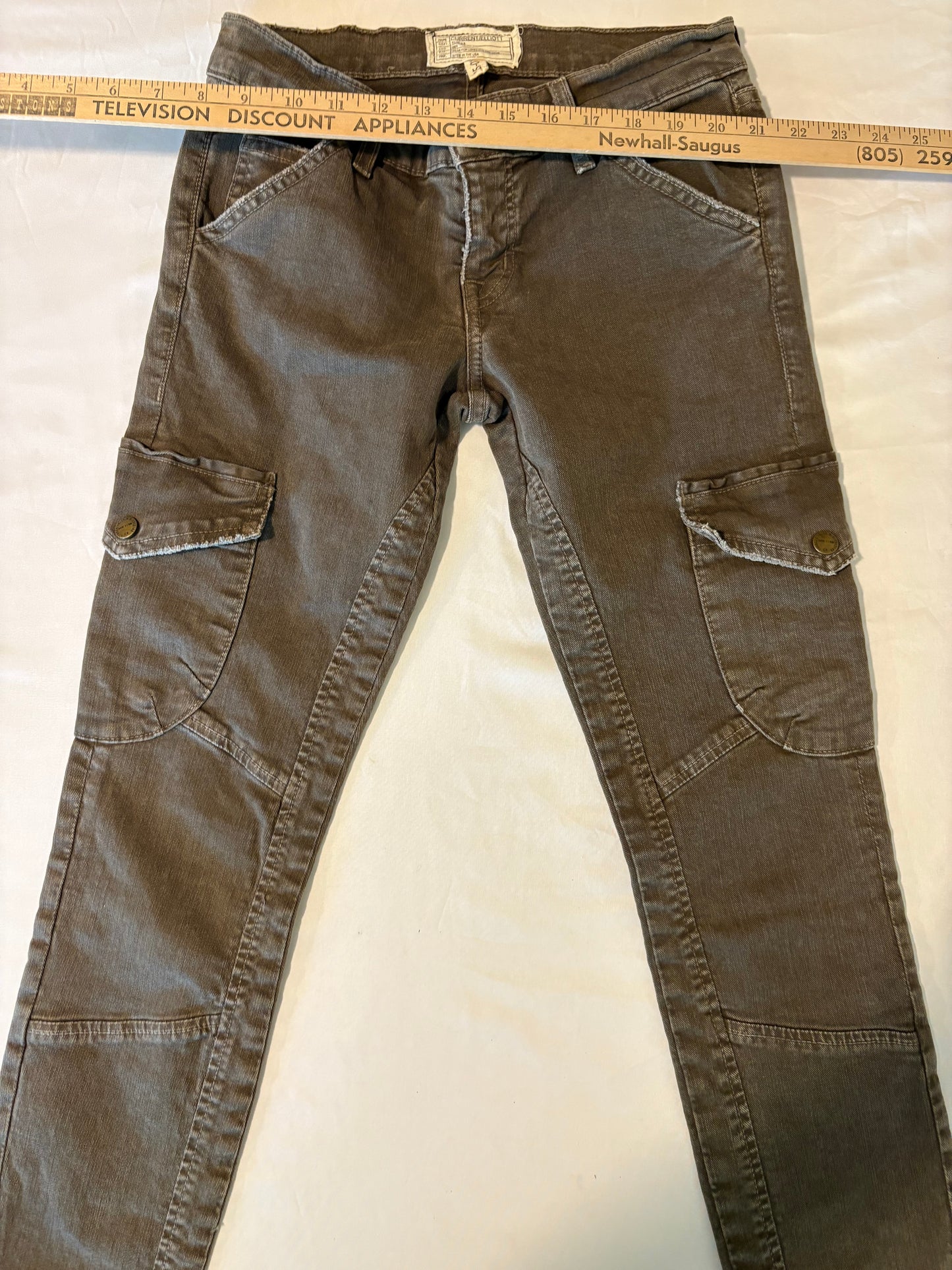 Current/Elliott Skinny Cargo Pants Size 25 Combat Green Utility Made USA