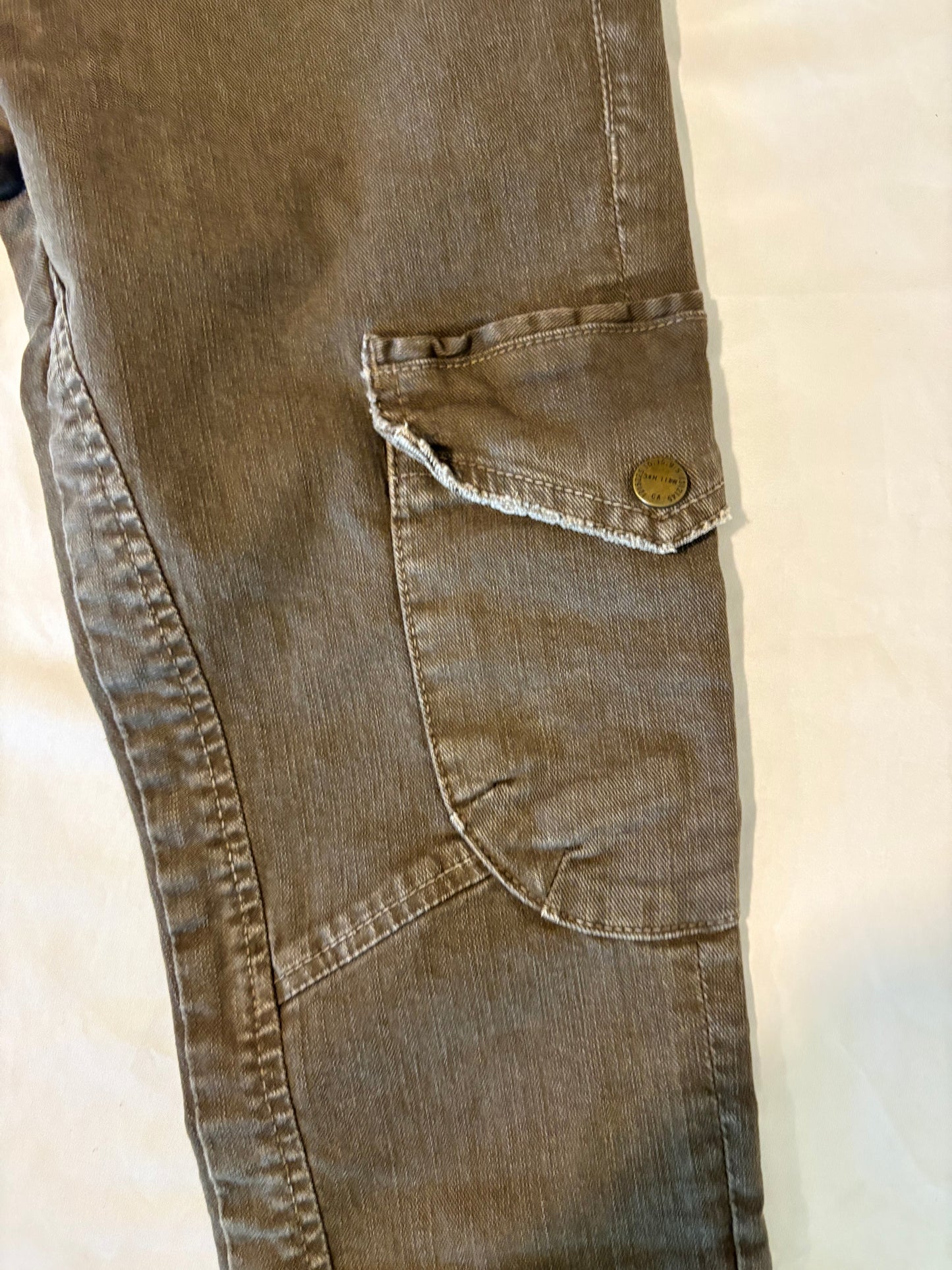 Current/Elliott Skinny Cargo Pants Size 25 Combat Green Utility Made USA