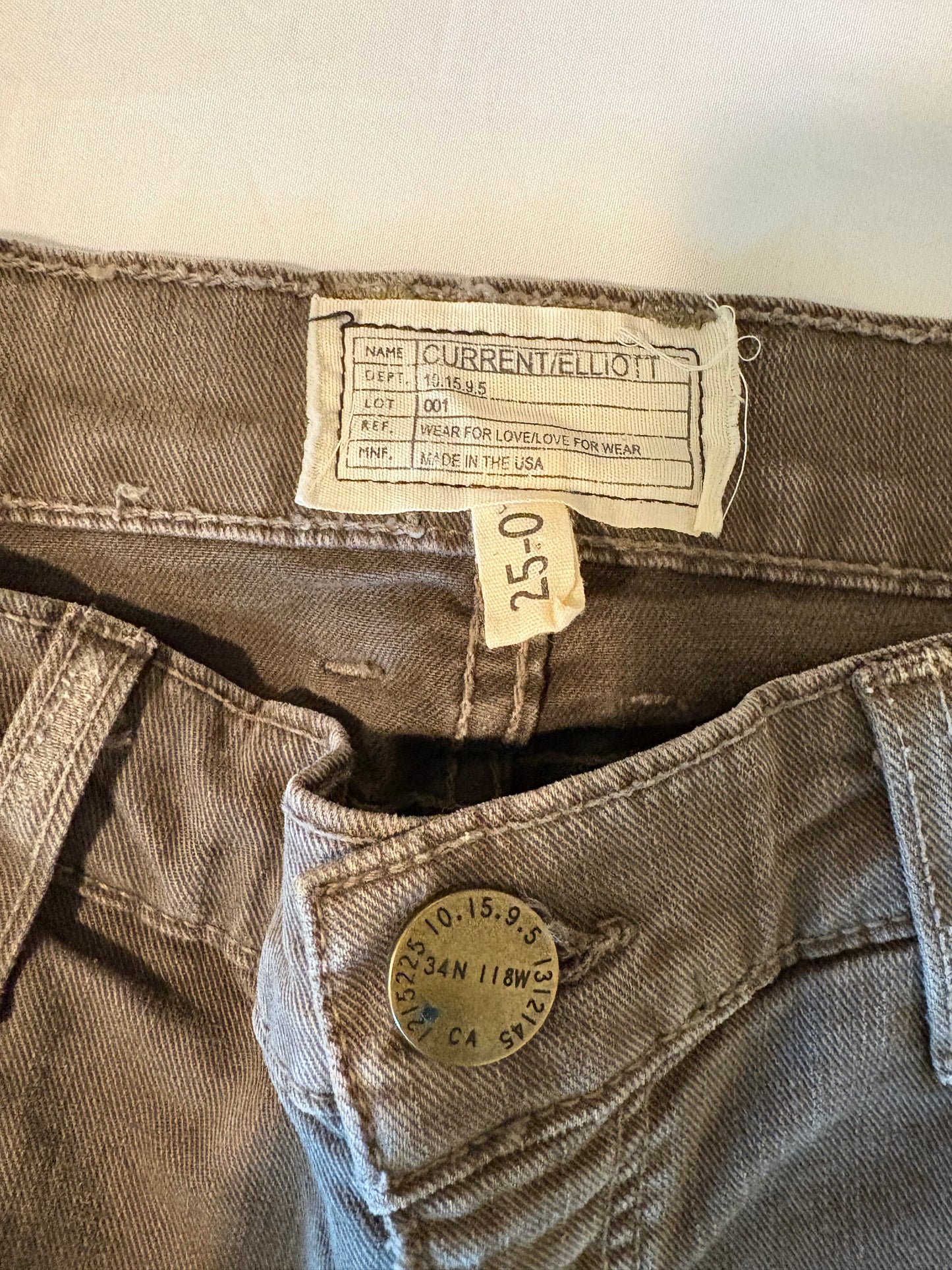 Current/Elliott Skinny Cargo Pants Size 25 Combat Green Utility Made USA