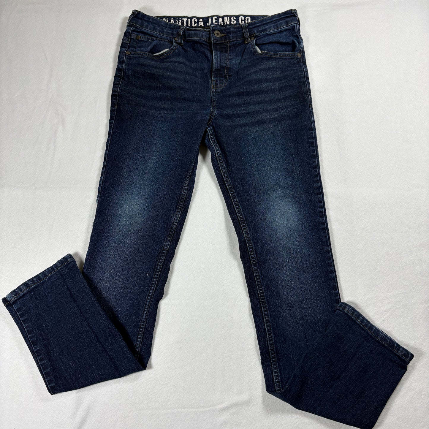 Nautica Jeans 20 Denim Mens Straight Dark Blue Vintage Y2K Retro Stretch Pants