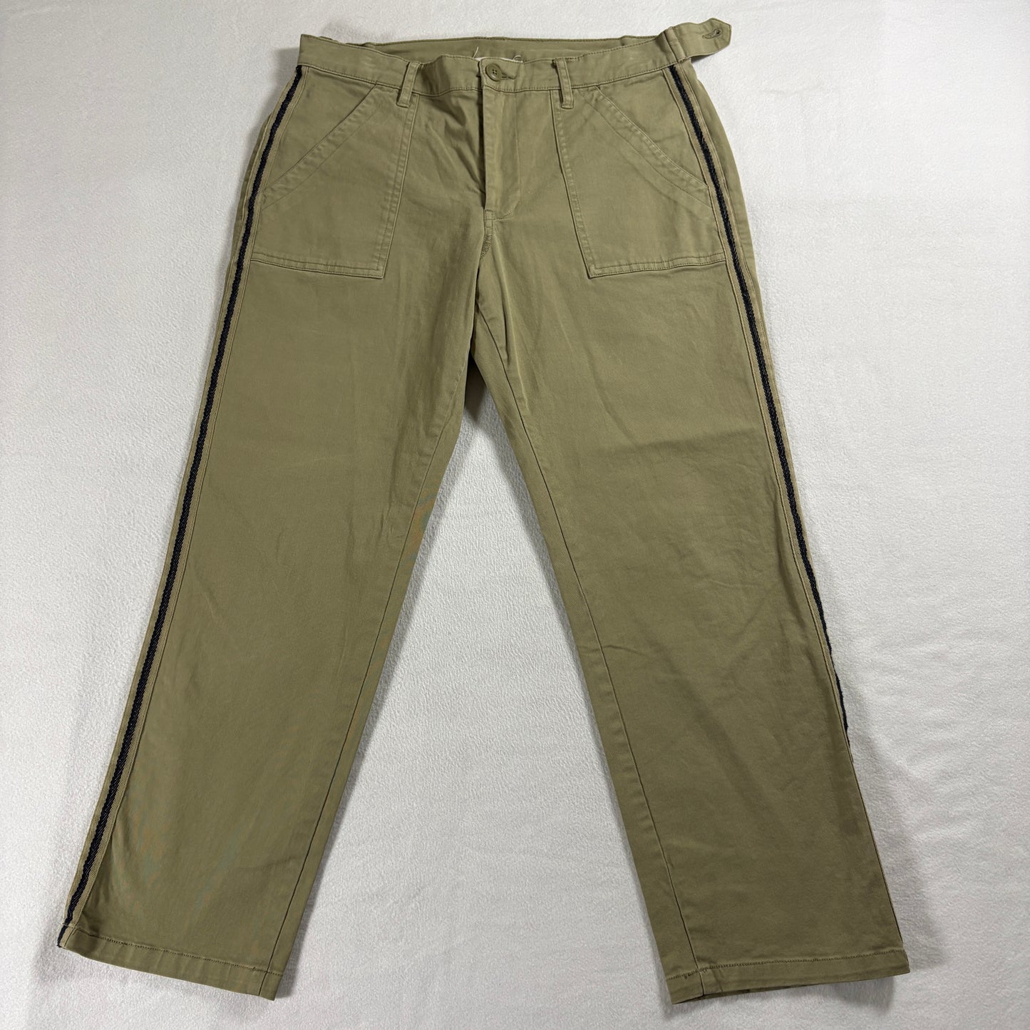 Lucky Brand Womens 30 Olive Side Stripe Chino Pants Retro Y2K 90s Streetwear Bag