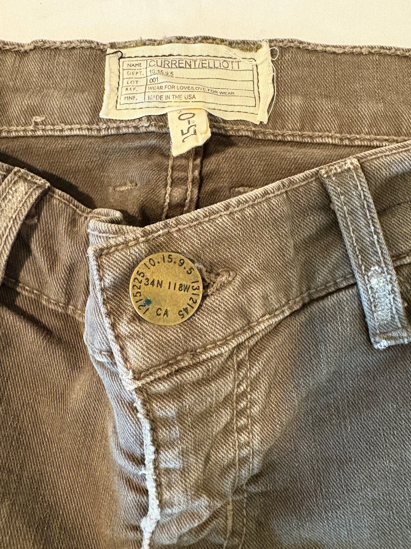 Current/Elliott Skinny Cargo Pants Size 25 Combat Green Utility Made USA