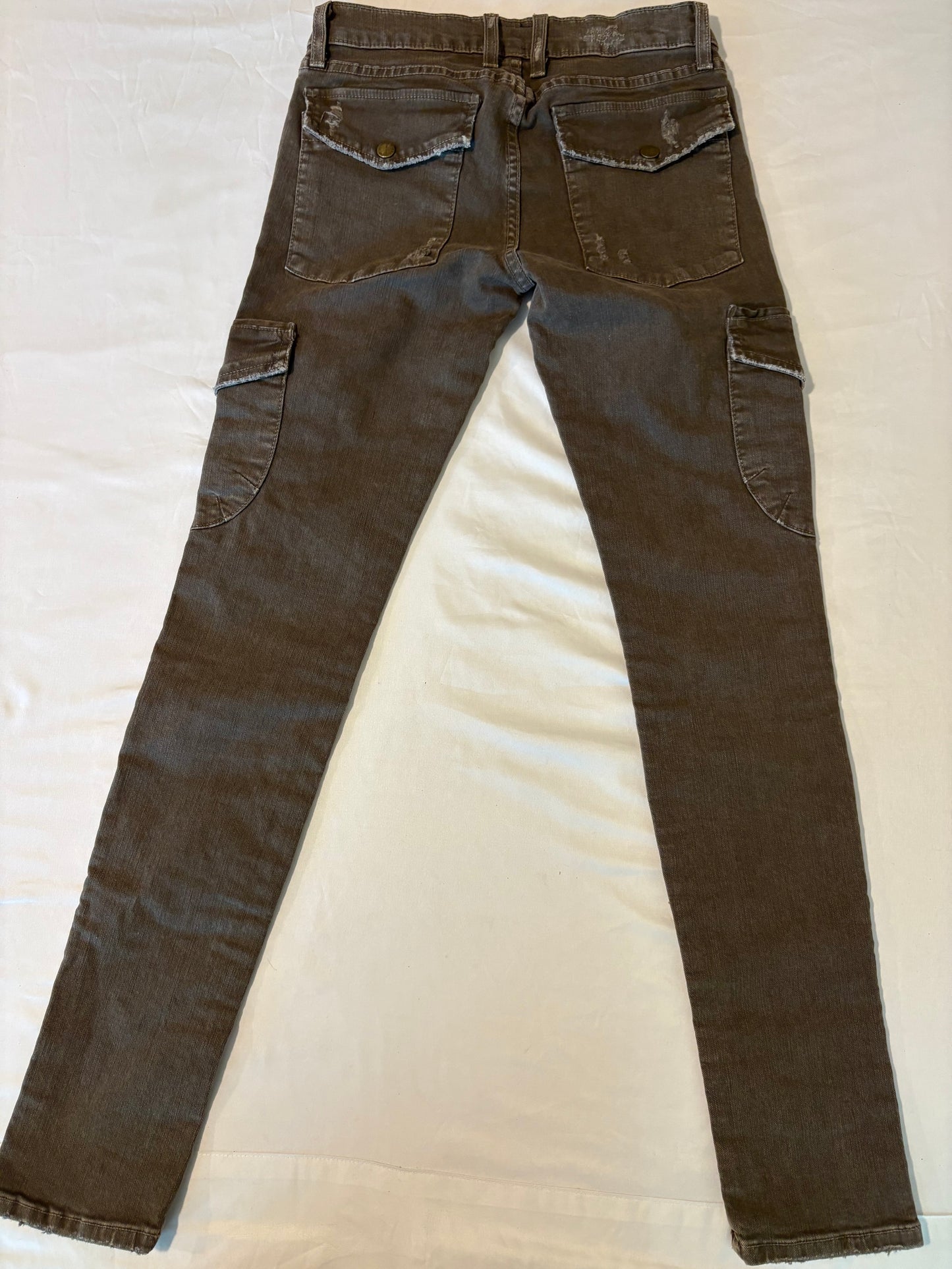 Current/Elliott Skinny Cargo Pants Size 25 Combat Green Utility Made USA