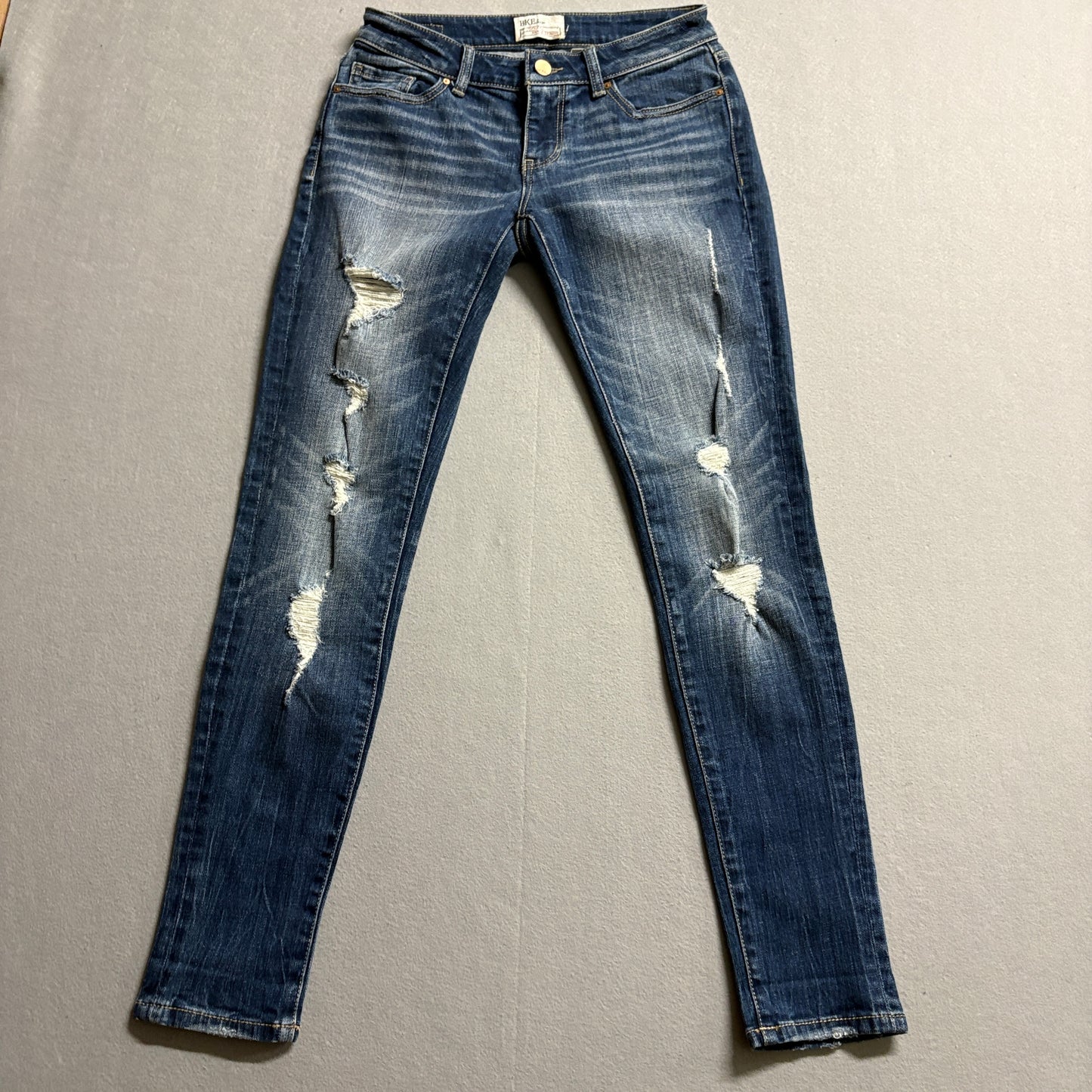 BKE Stella Ankle Skinny Distressed Jeans Tag 27 Fits Like 28X30 Stretch Denim