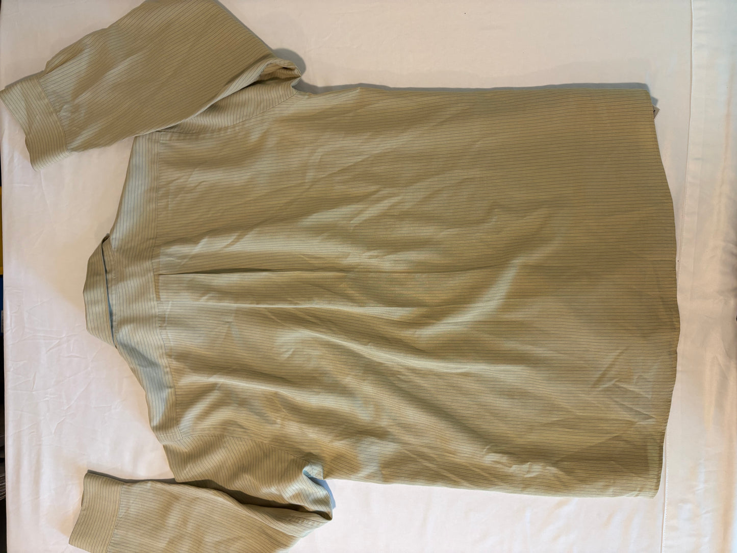 Van Heusen Super Silk Shirt Mens Tan Stripe Long Sleeve Dress Shirt Thailand