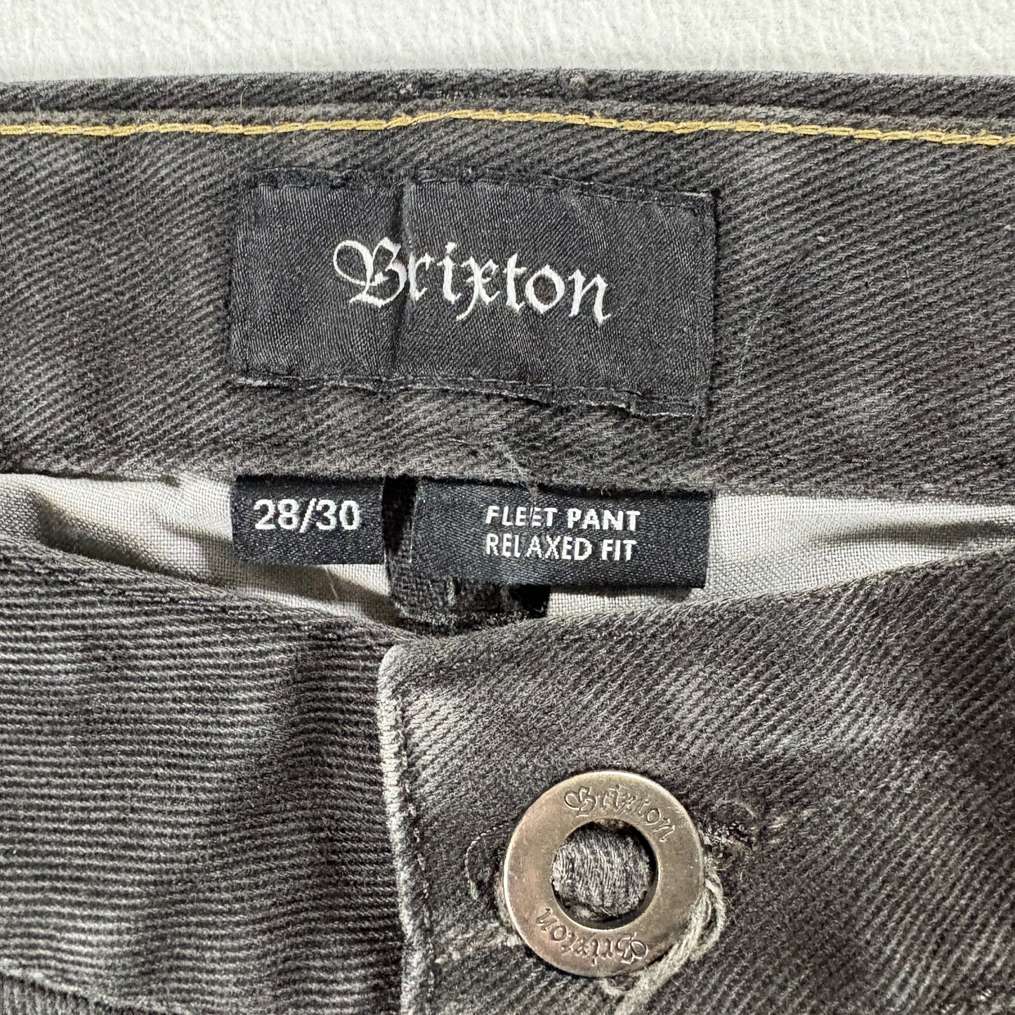 Brixton Mens 28x30 Fleet Pant Relaxed Fit Black Rugged Twill Skate Y2K Retro 90s