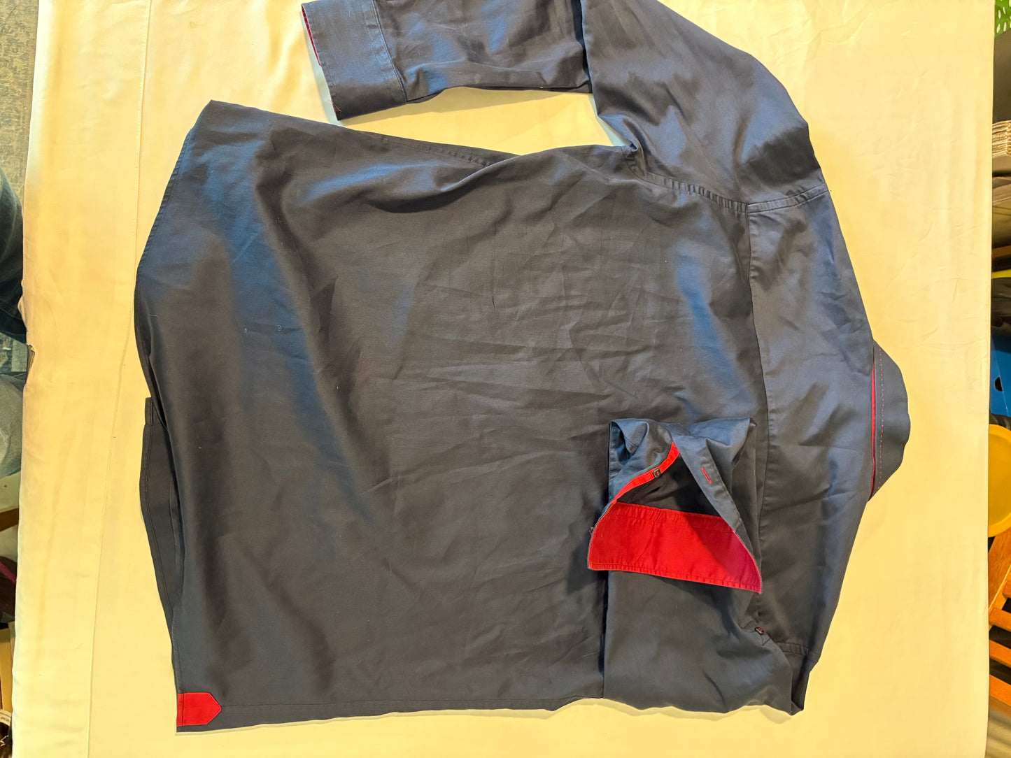Etizo Slim Fit Mens Shirt Size L Blue Red Contrast Stitch Long Sleeve Casual