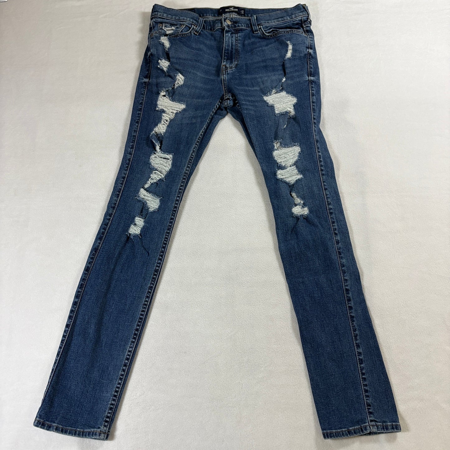Distressed Skinny Jeans Mens Hollister Epic Flex 34x30 Fits Like 33X31 Y2K