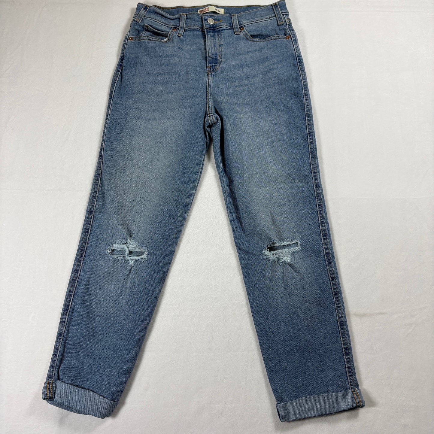 Levi Strauss Boyfriend Jeans Womens 2 W26 Distressed Light Wash Relaxed Fit 90s