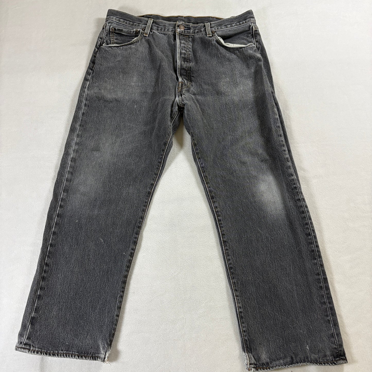 Levis 501 Straight Leg Jeans Black Wash 38x30 Fits Like 34X26 Vintage Y2K
