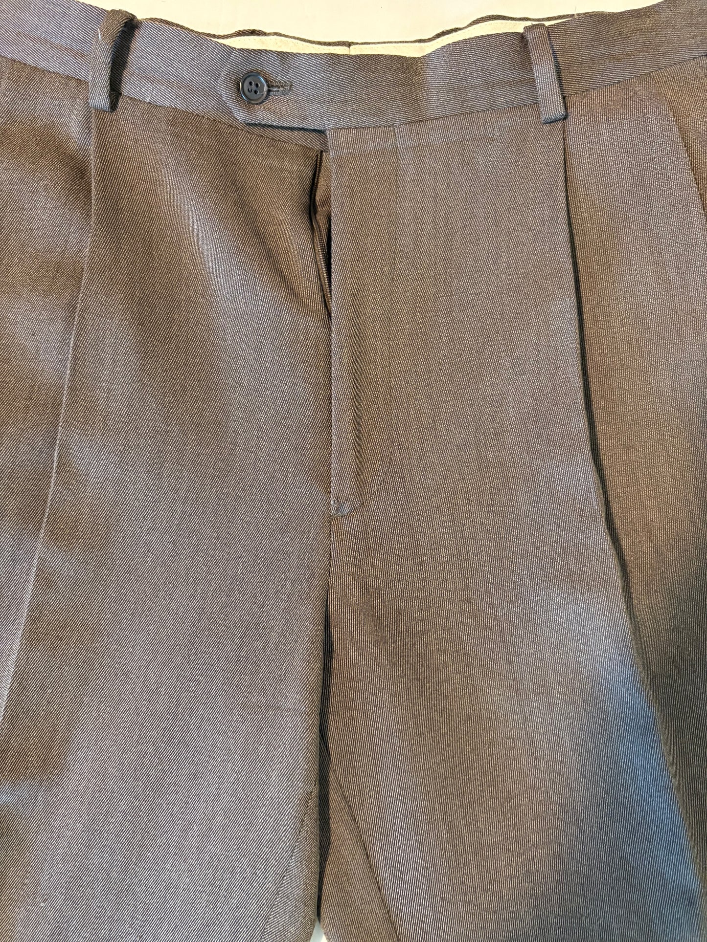 Pronto Uomo Mens Dress Pants 38x30 Brown Wool Flat Front Lined Business Slacks