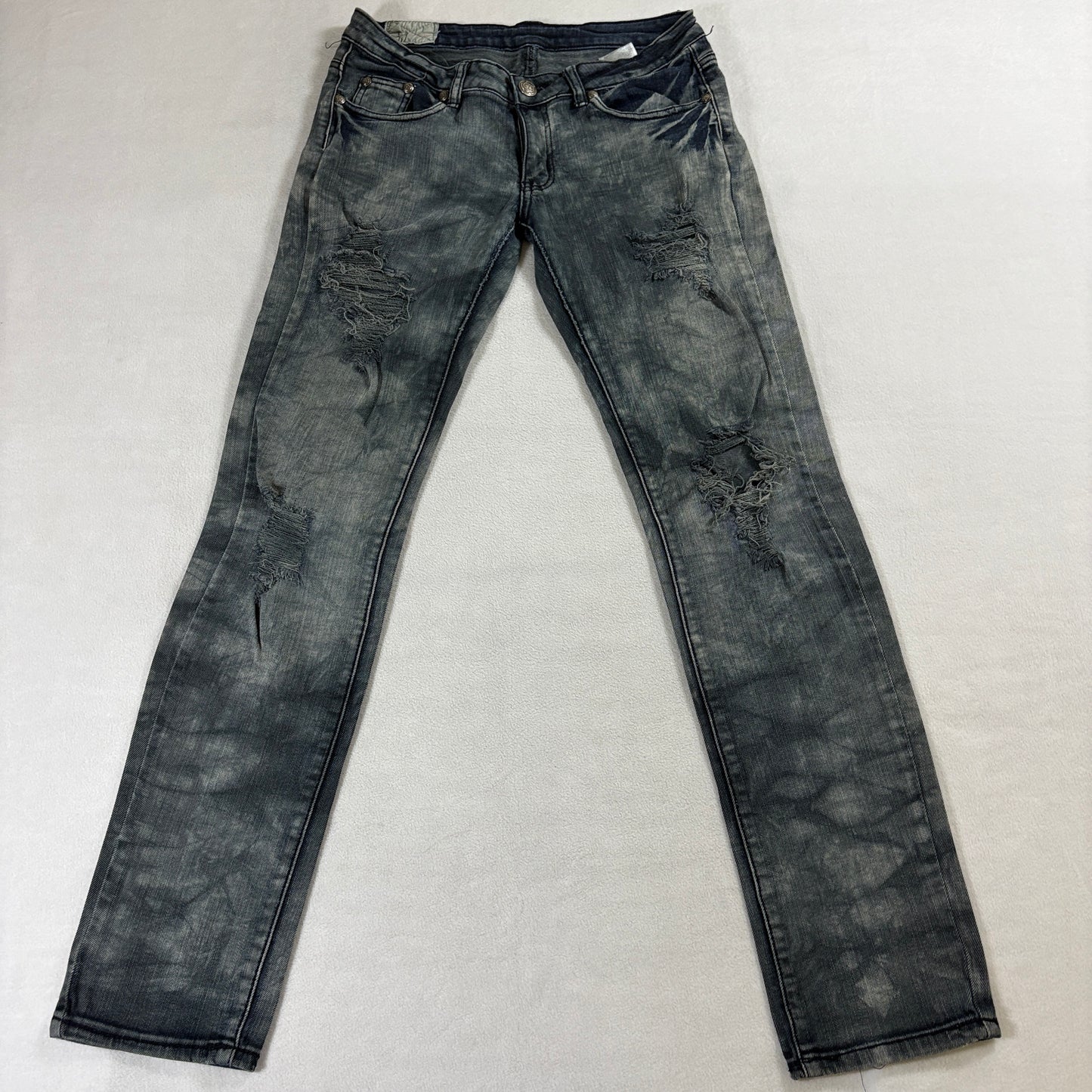 Distressed Skinny Jeans Grunge Streetwear Tag 32 Fits Like X Gray Wash