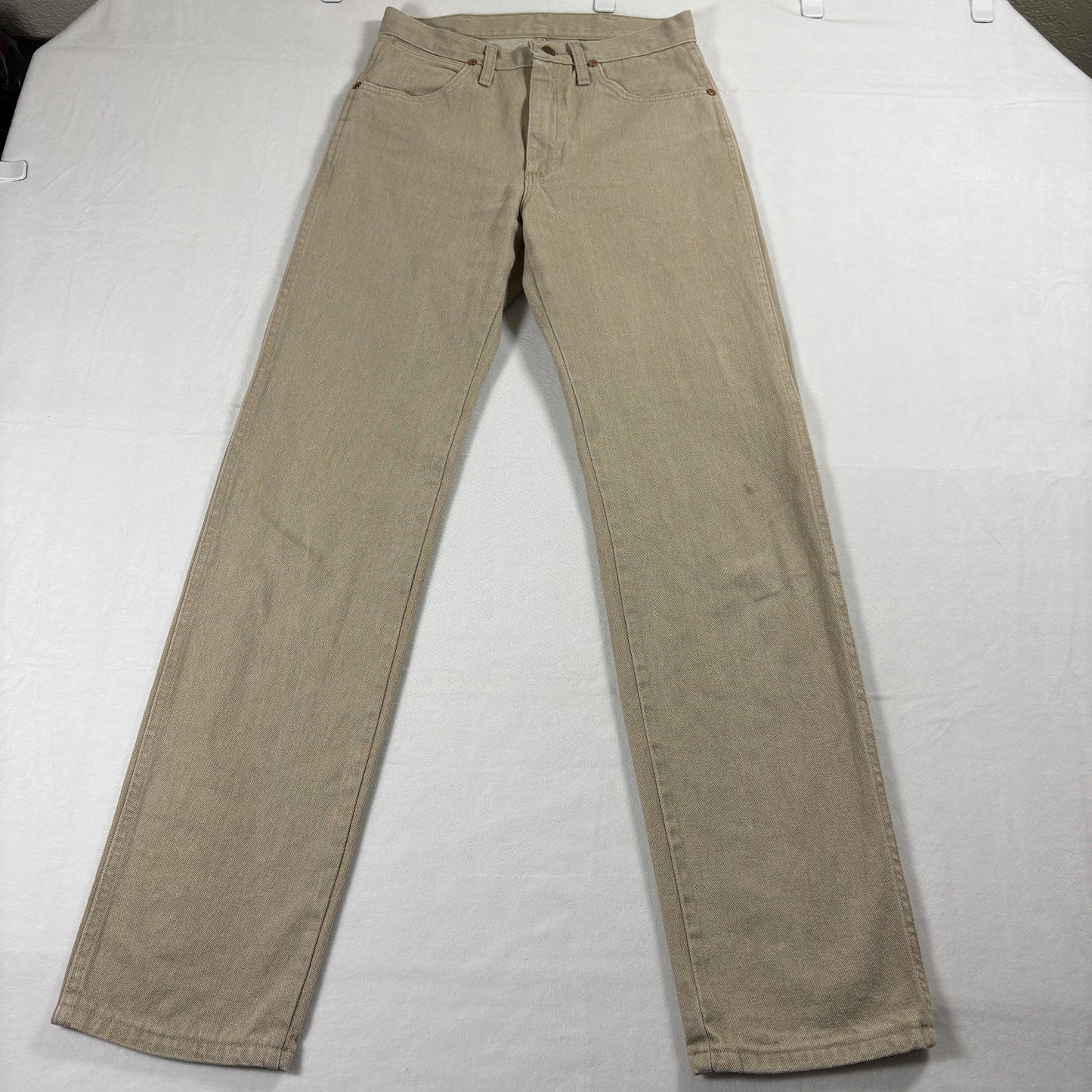 Wrangler Slim Fit Jeans Mens 28x34 Beige Tan Denim 936 Retro Vintage Western