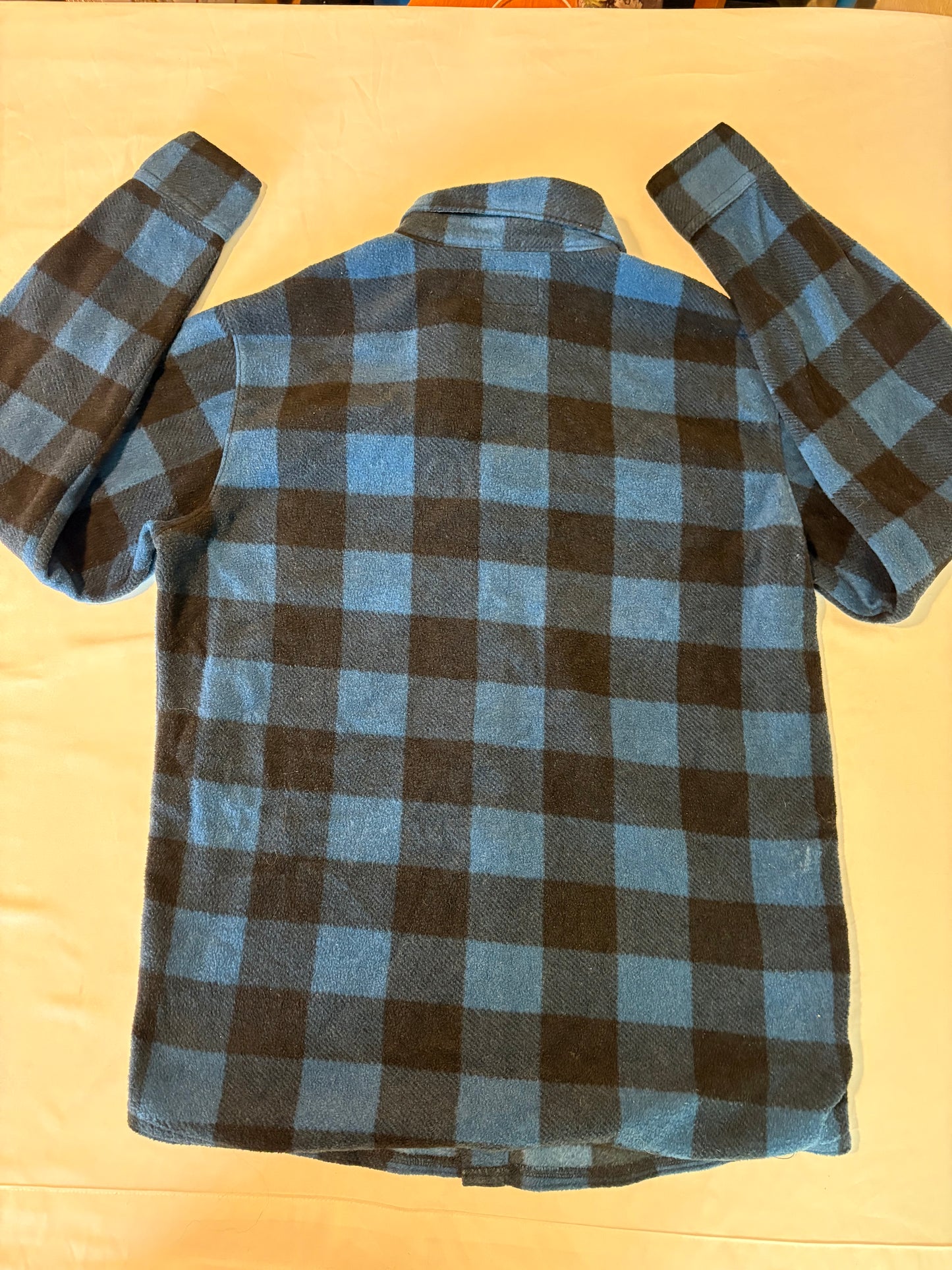 Wrangler Men's S Blue Black Buffalo Plaid Flannel Shirt Snap Front Pockets