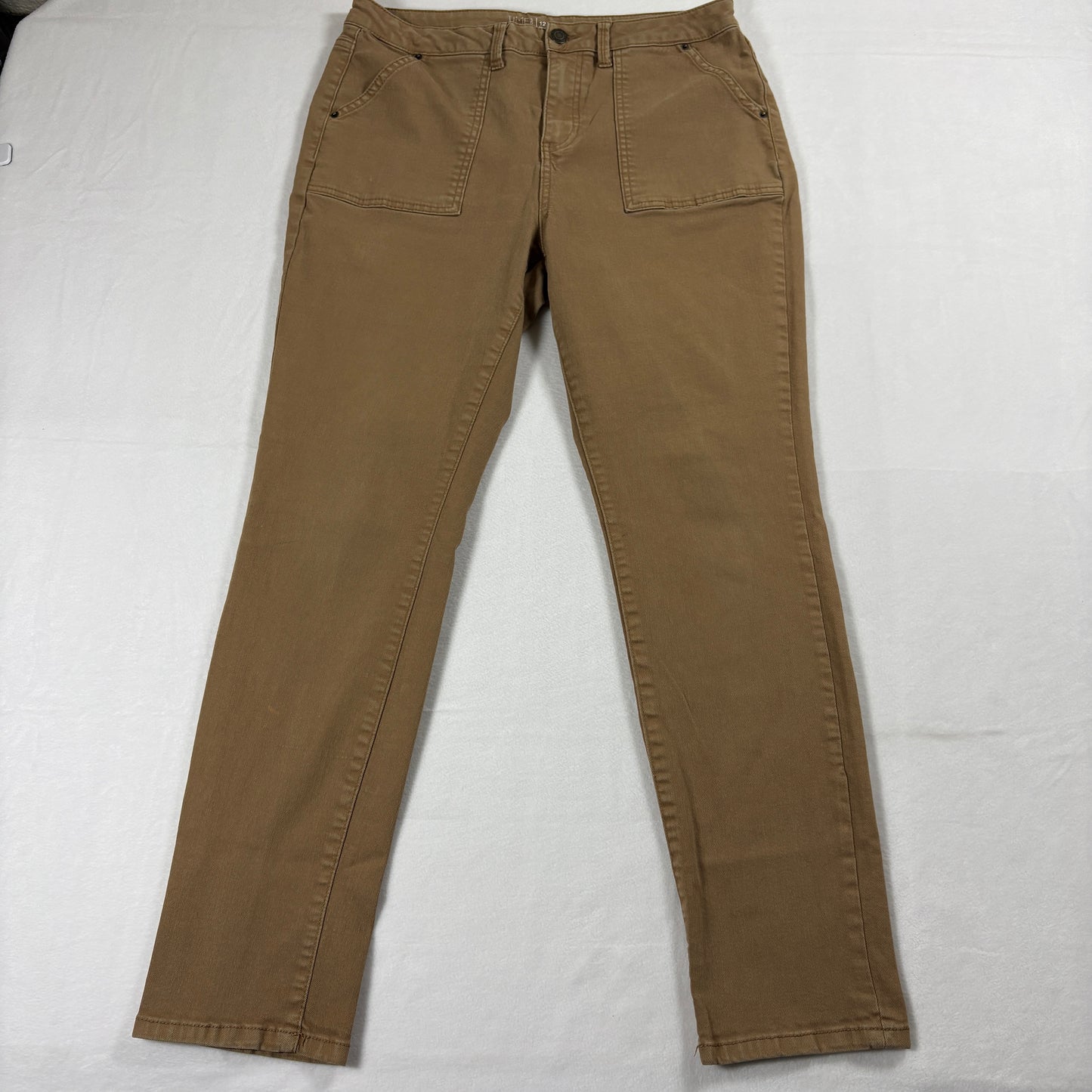 Time And Tru Skinny Pants Womens 12 High Rise Stretch Camel Tan Casual Slim Fit