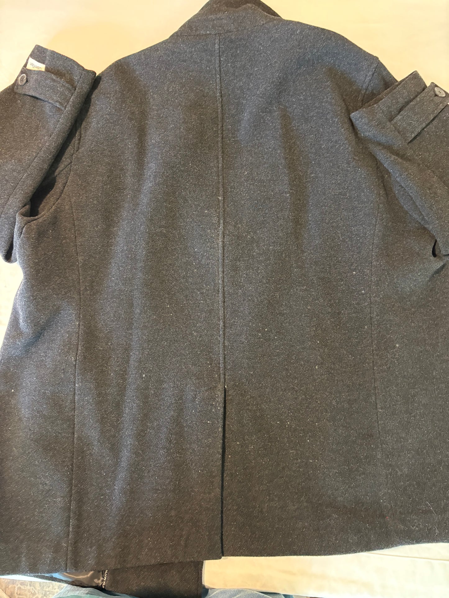 Calvin Klein Men’s Peacoat Jacket XXL Charcoal Wool Blend Double Breasted Coat
