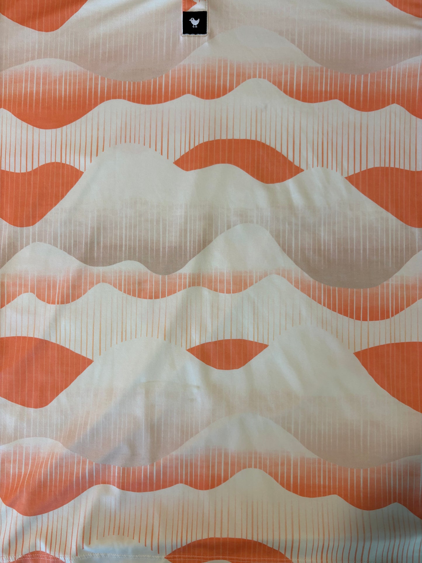 Bad Birdie XL Golf Polo Shirt Orange White Wavy Print Performance Stretch Korea