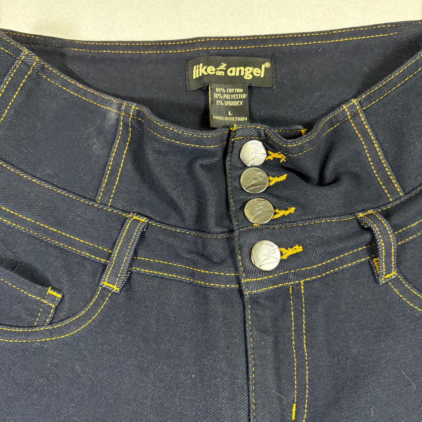 Like An Angel Womens Dark Wash High Rise Stretch Skinny Jeans Y2K Button Fly