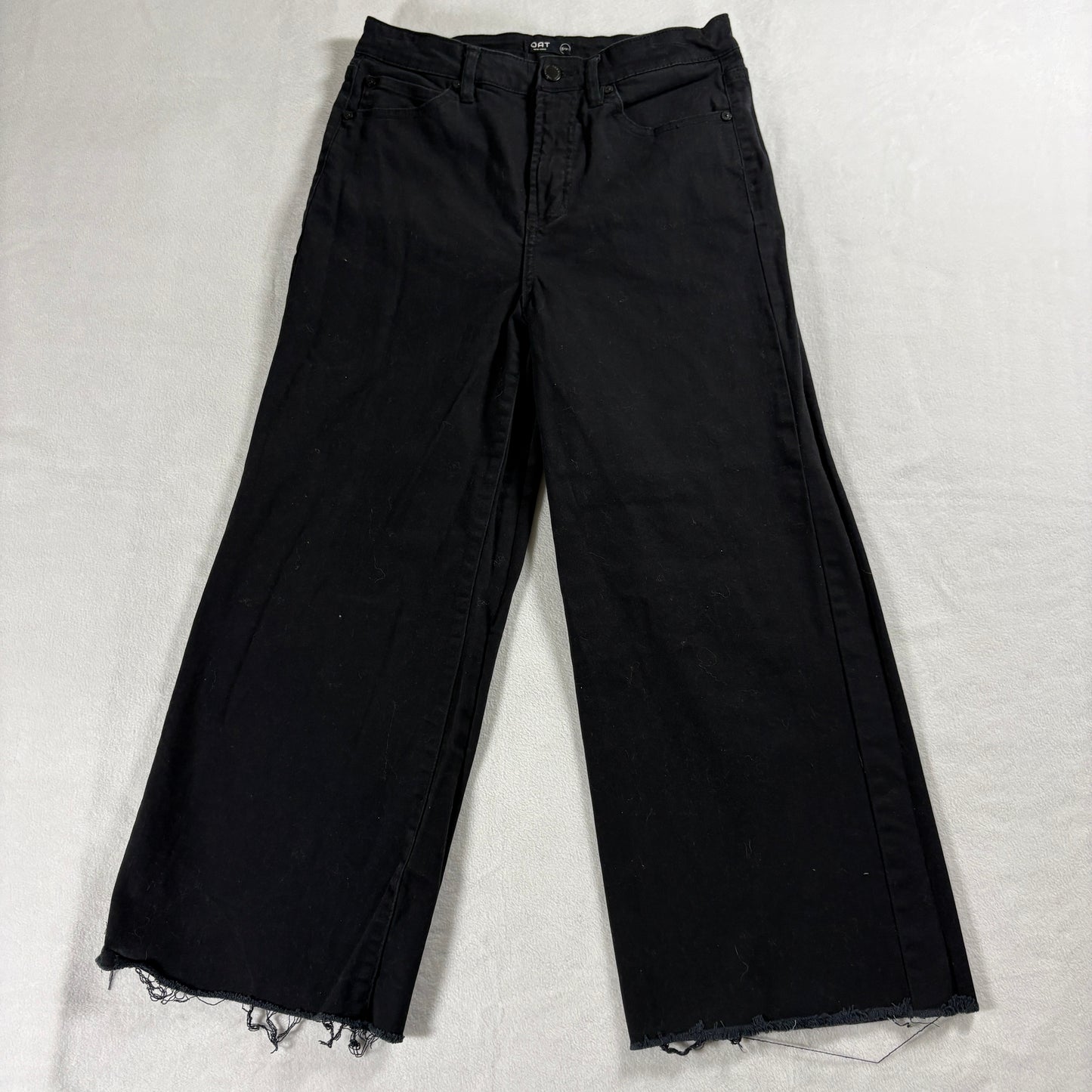 OAT New York Womens 8/2 Black Wide Leg Raw Hem Cropped Y2K Pants Jeans Retro 90s