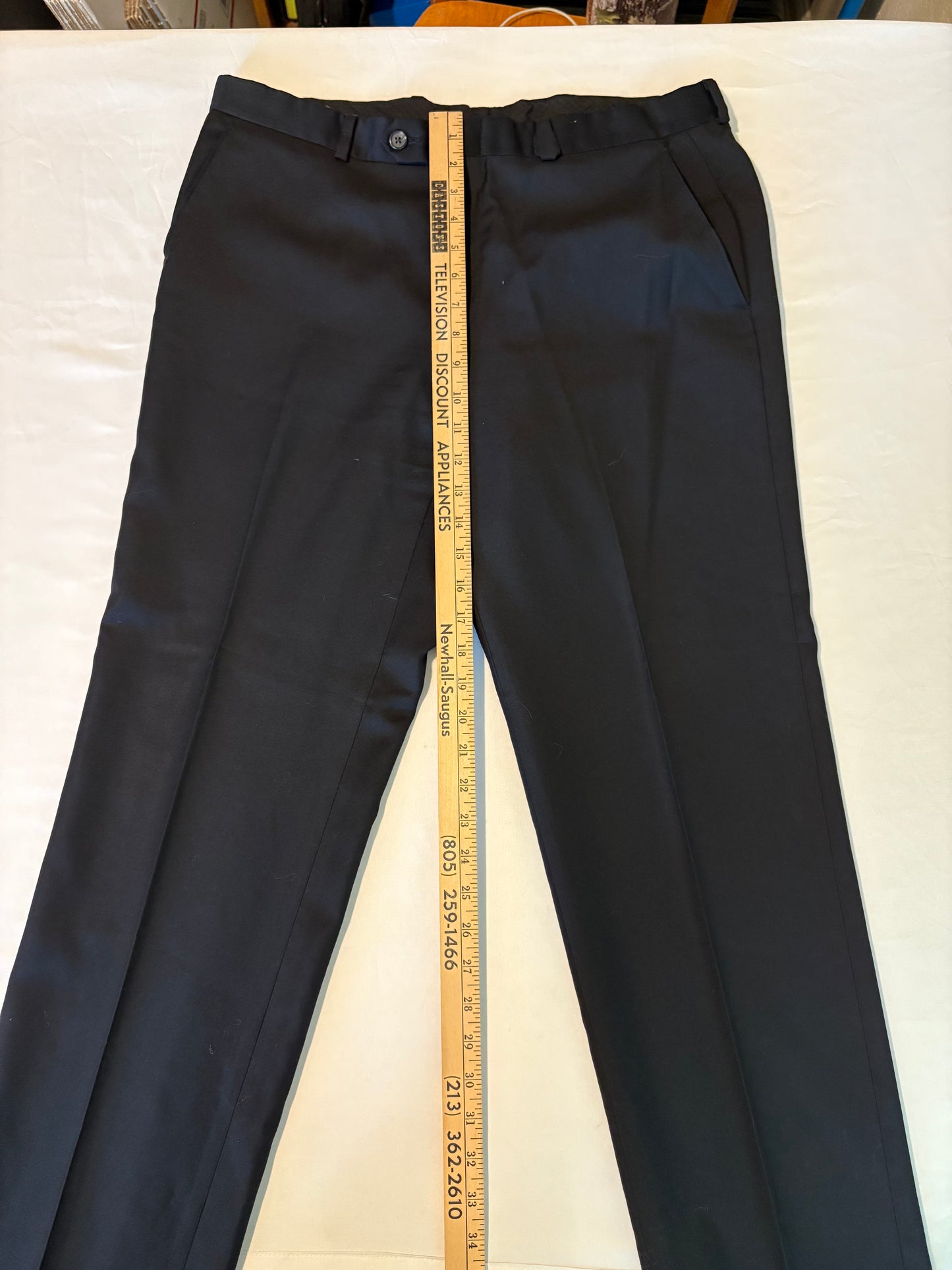 Lauren Ralph Lauren Mens Dress Pants 34x30 Black Flat Front Slacks Lined Classic