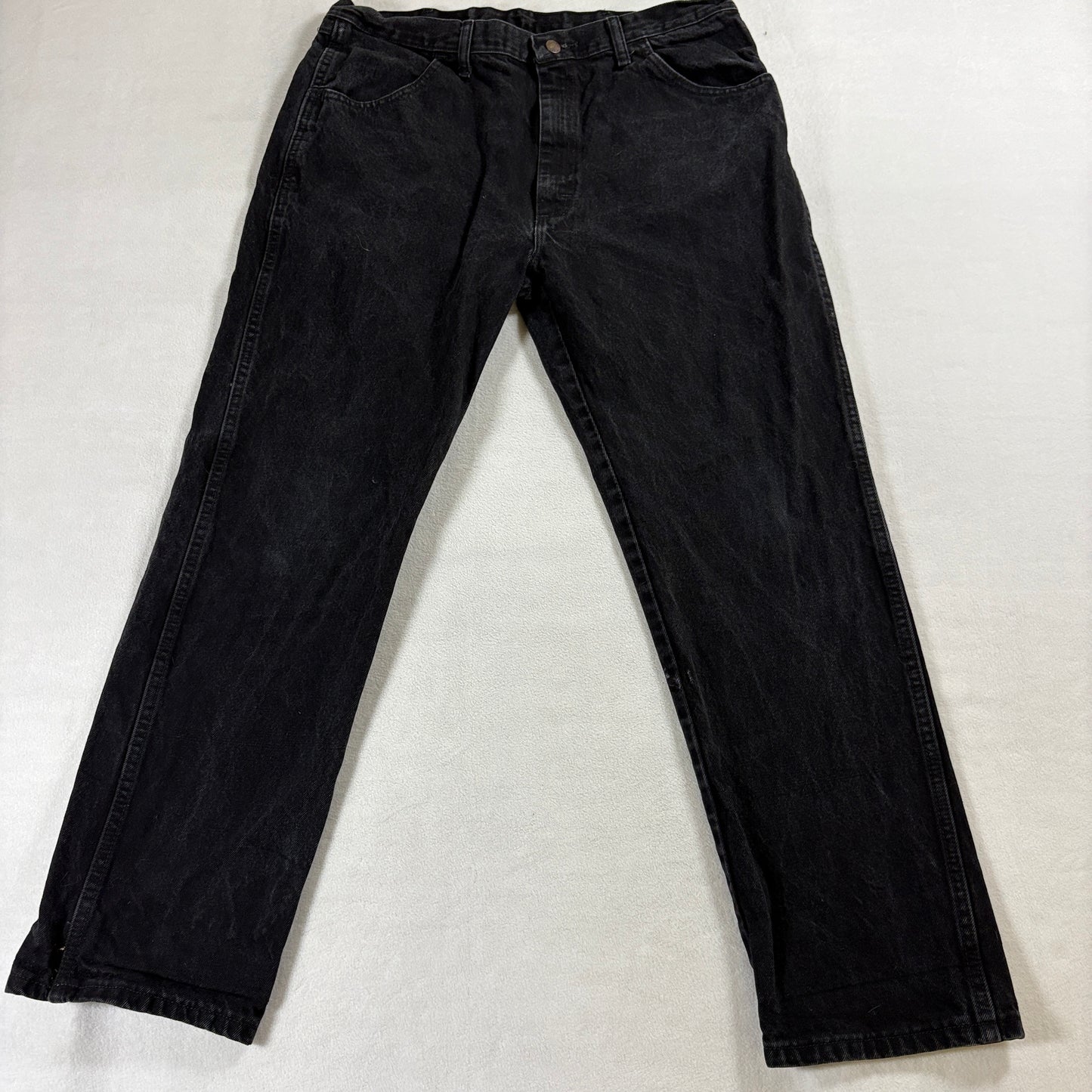 Rustler Black Jeans 38x30 Fits Like 34X29 Relaxed Straight Workwear Utility