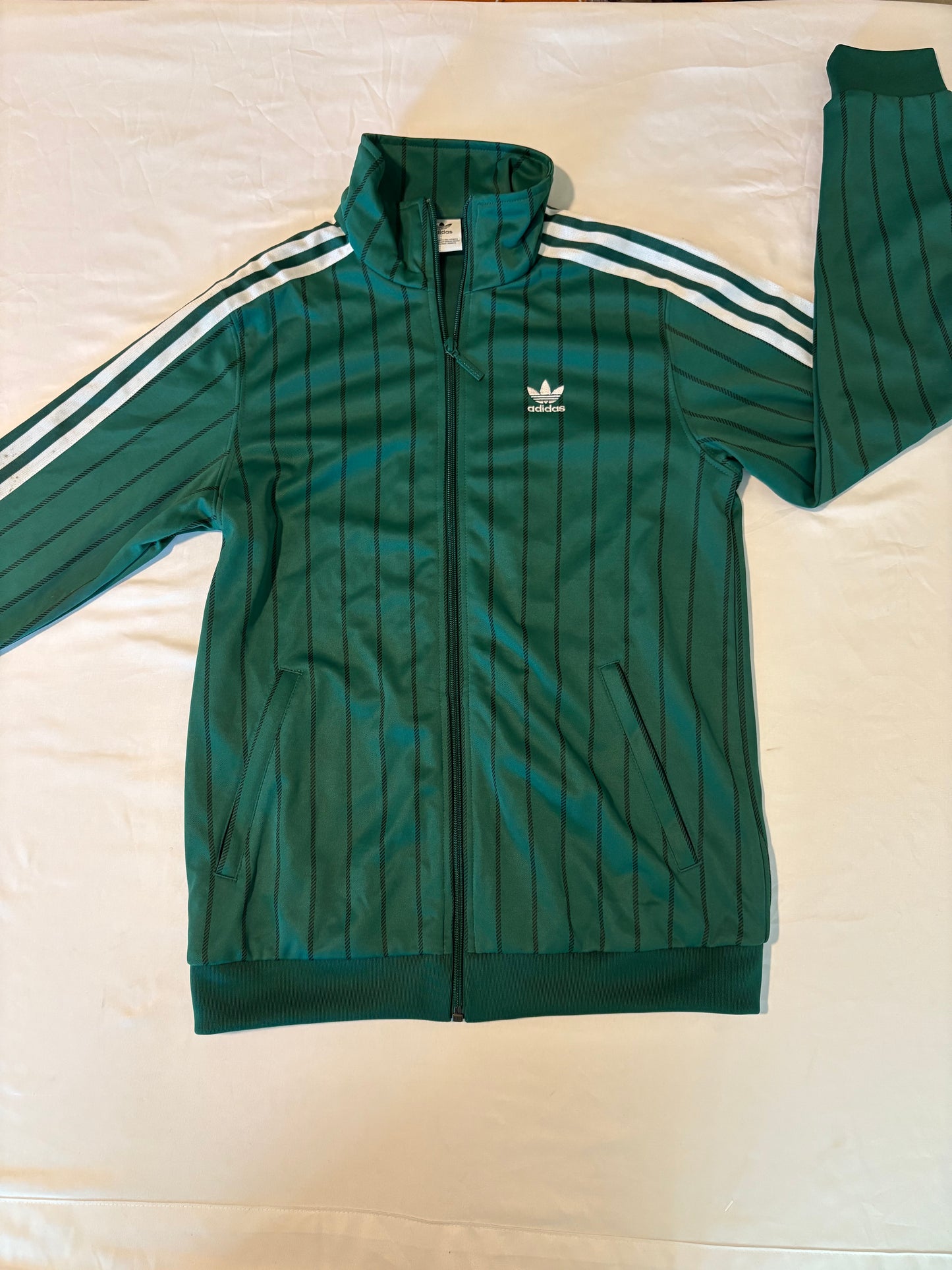 Adidas Originals XS Green Track Jacket Trefoil Striped Full Zip Retro 3-Stripes