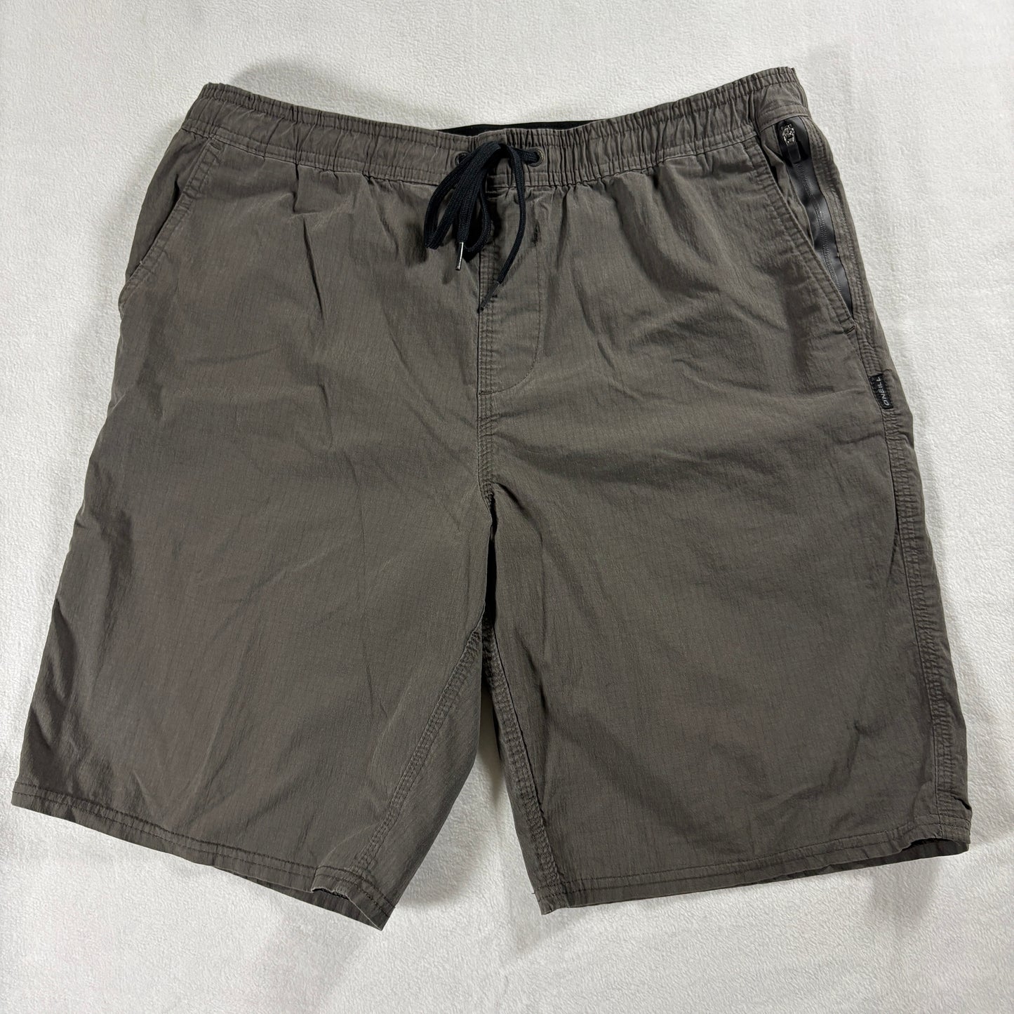 O’Neill Hybrid Mens Large Gray Drawstring Shorts Surf Skate Stretch Casual