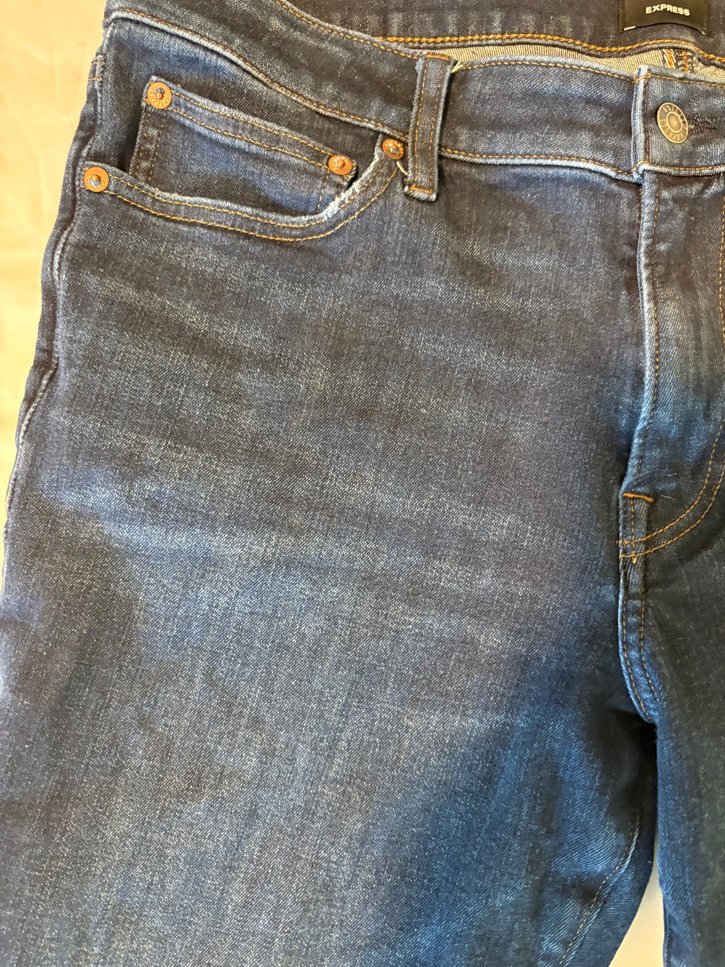 Express Men’s Slim Fit Jeans 34x30 Dark Wash Denim Stretch Blue Pants Casual