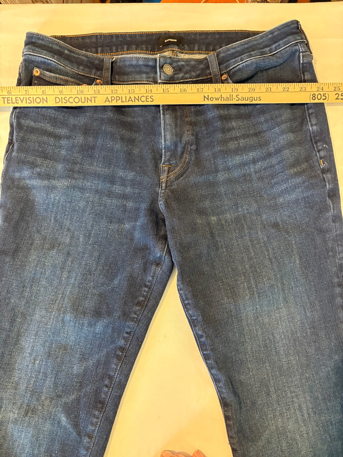 Express Men’s Slim Fit Jeans 34x30 Dark Wash Denim Stretch Blue Pants Casual
