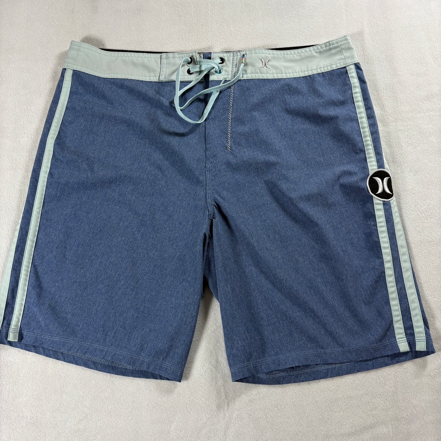 Hurley Phantom Mens 34 Blue Board Shorts Surf Skate Stretch Swim Trunks Hybrid!!