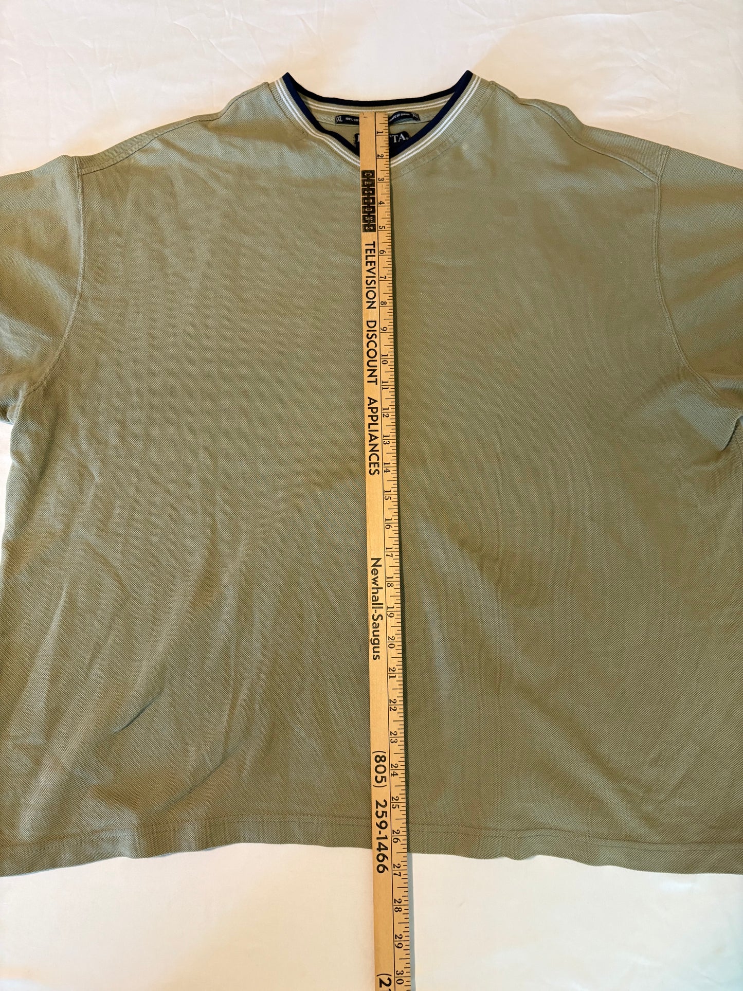 Regatta XL Men’s V-Neck Shirt Olive Green 100% Cotton Casual Vintage Oman
