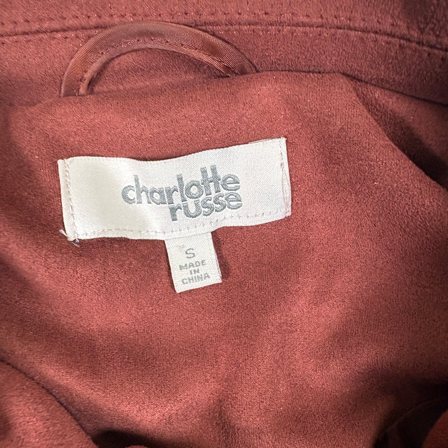 Charlotte Russe Womens Faux Suede Moto Jacket Small Red Zip Up Y2K Grunge Style