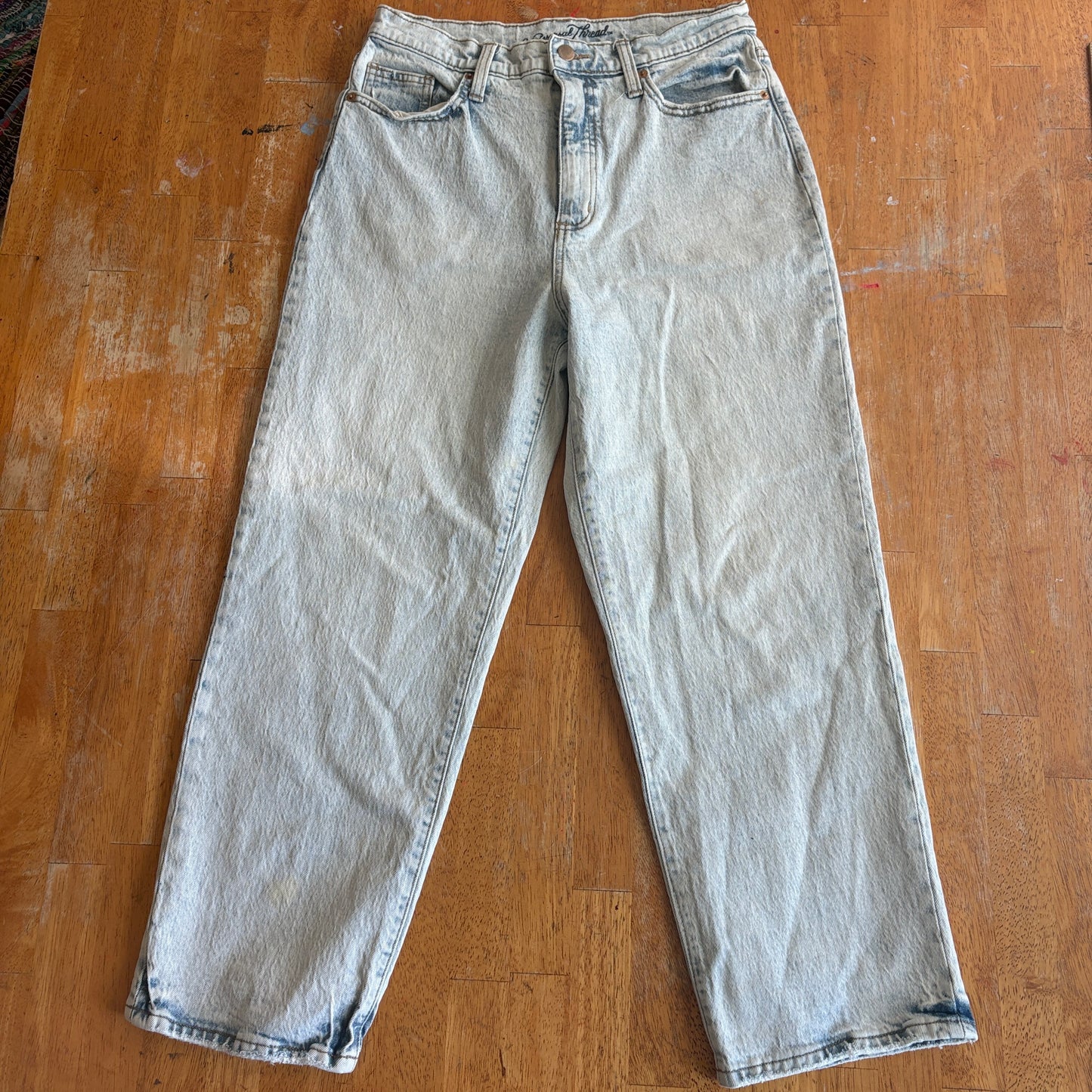 Straight Leg Jeans Womens Universal Thread Tag 10 28X26 Light Wash High Rise