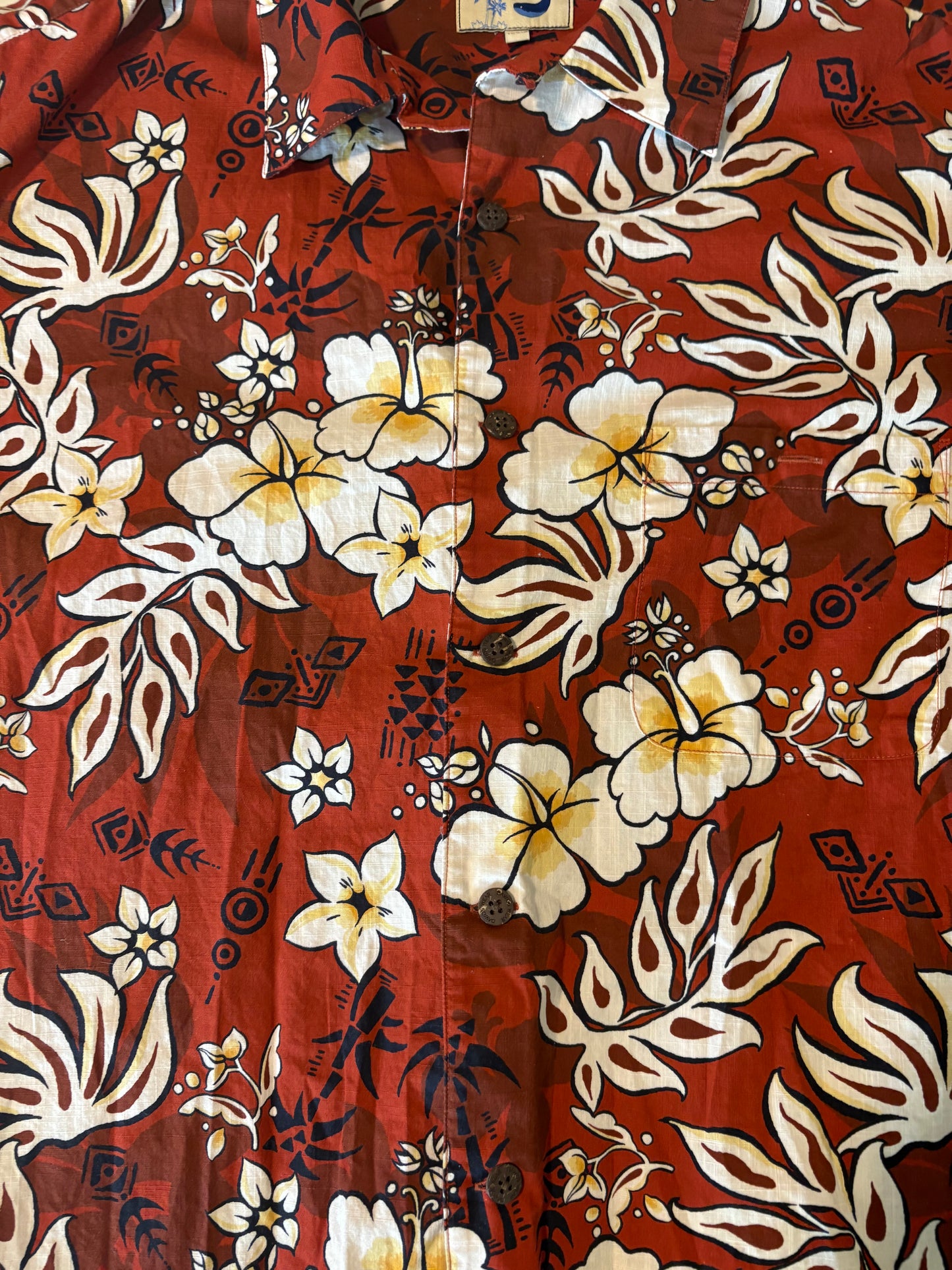 David's Wear Hawaiian Shirt XXXL Red Aloha Floral Button Front Short Sleeve Luau