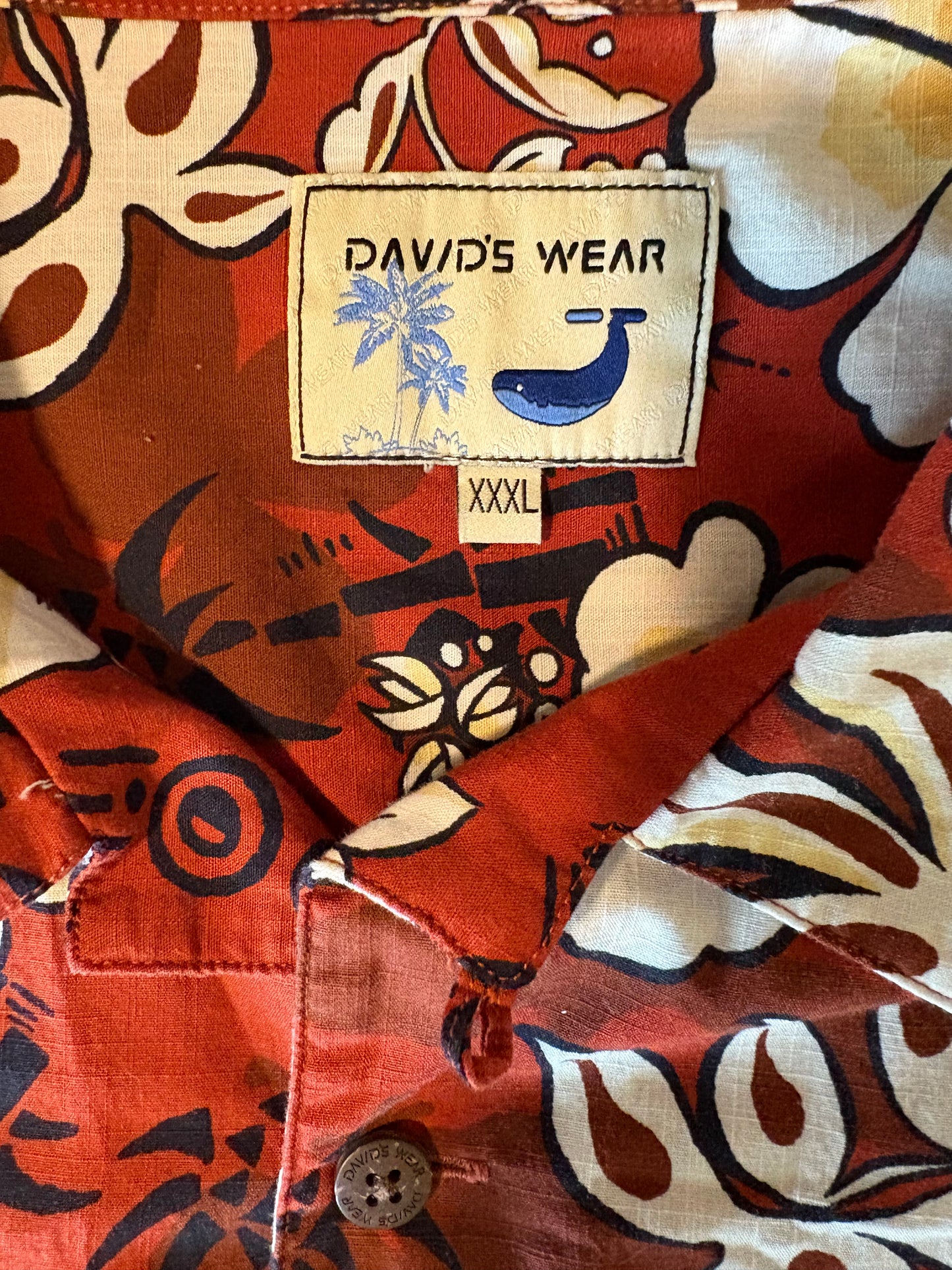 David's Wear Hawaiian Shirt XXXL Red Aloha Floral Button Front Short Sleeve Luau