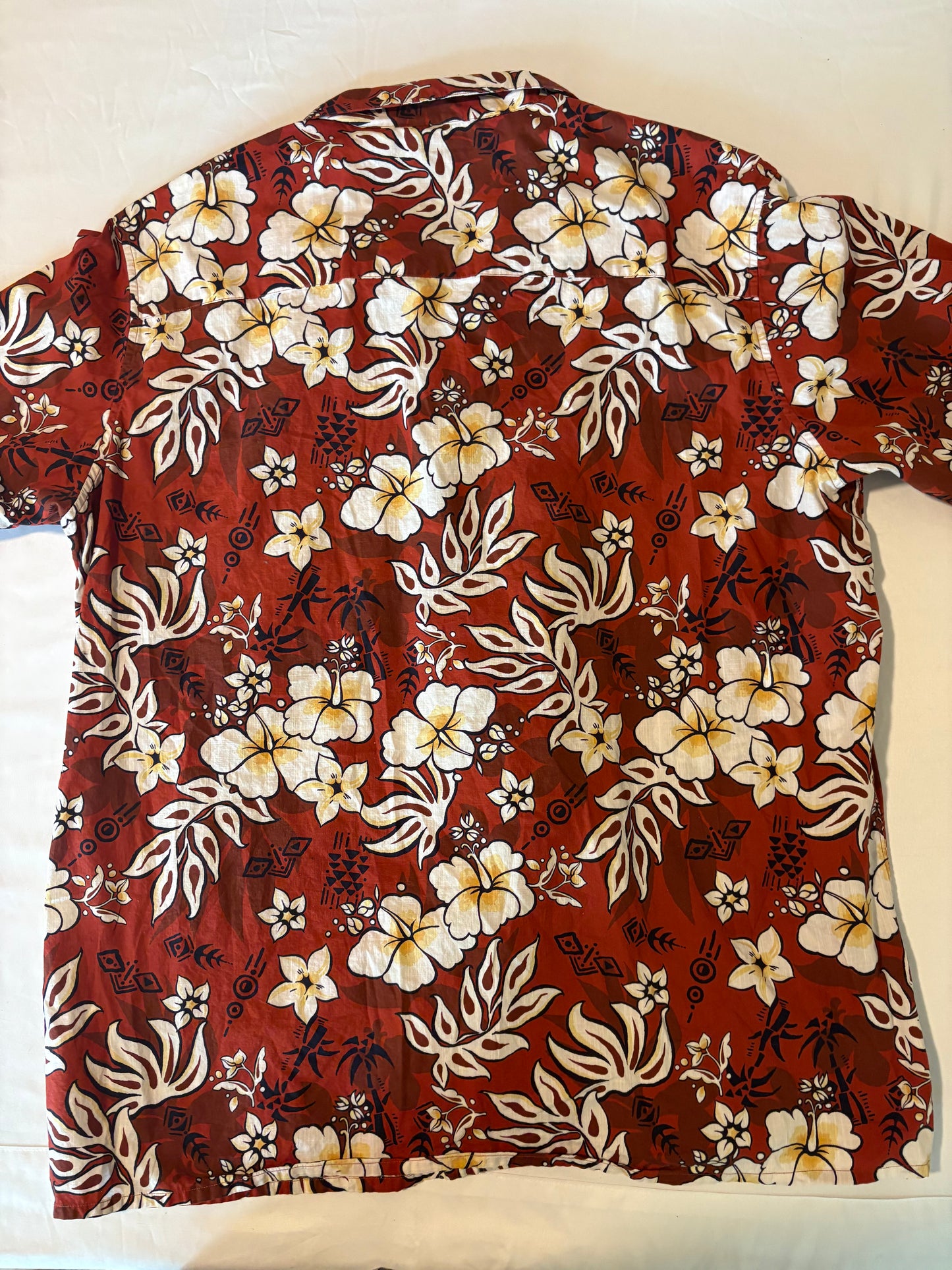 David's Wear Hawaiian Shirt XXXL Red Aloha Floral Button Front Short Sleeve Luau