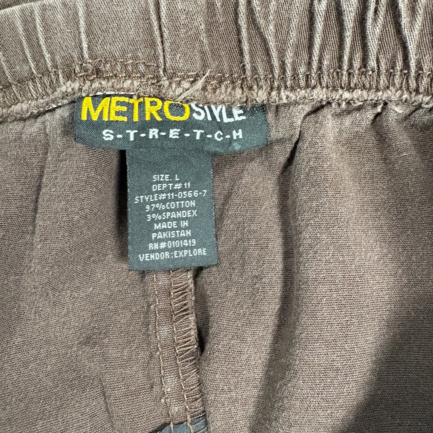 Metrostyle Womens Brown Stretch Pants L High Rise Baggy Y2K 90s Vintage