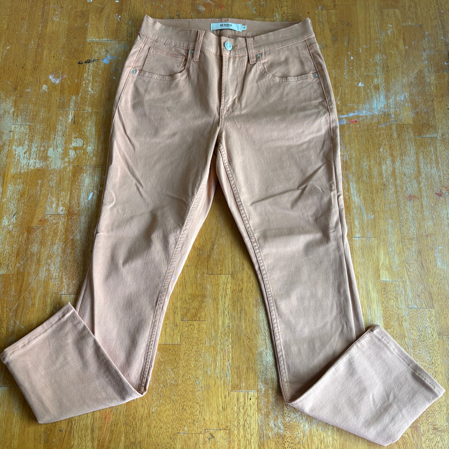 Hudson Blake Slim Straight Mens 30x29 Peach Tan Stretch Denim Jeans USA