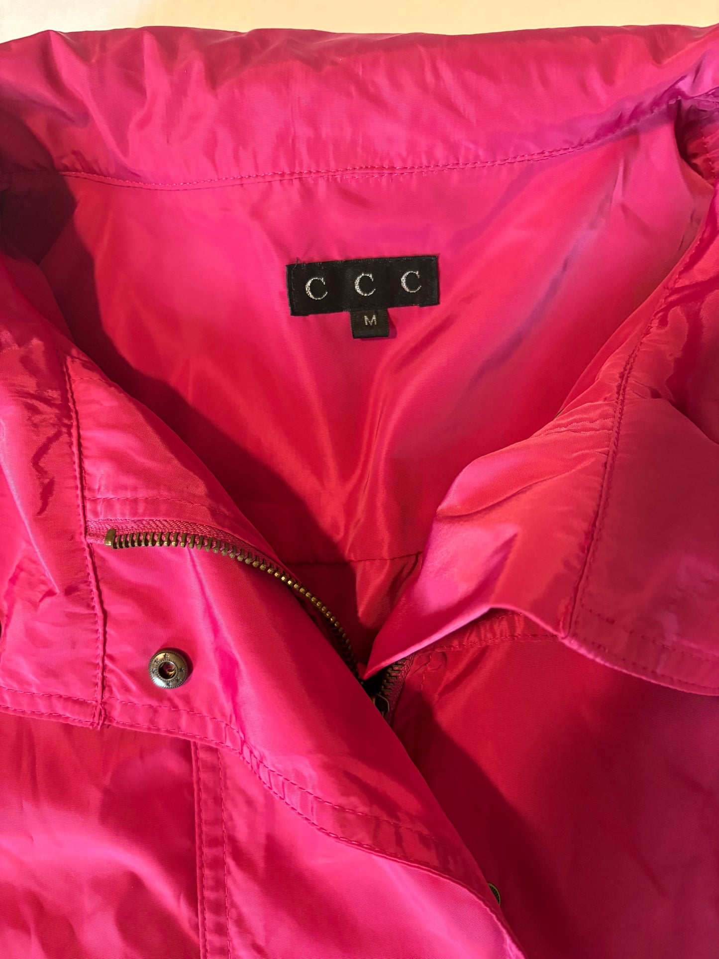 CCC Women’s Pink Lightweight Utility Jacket Size M Zip Front Drawstring Waist