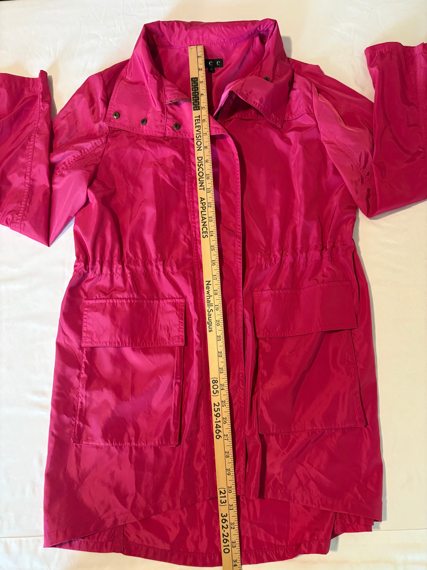 CCC Women’s Pink Lightweight Utility Jacket Size M Zip Front Drawstring Waist